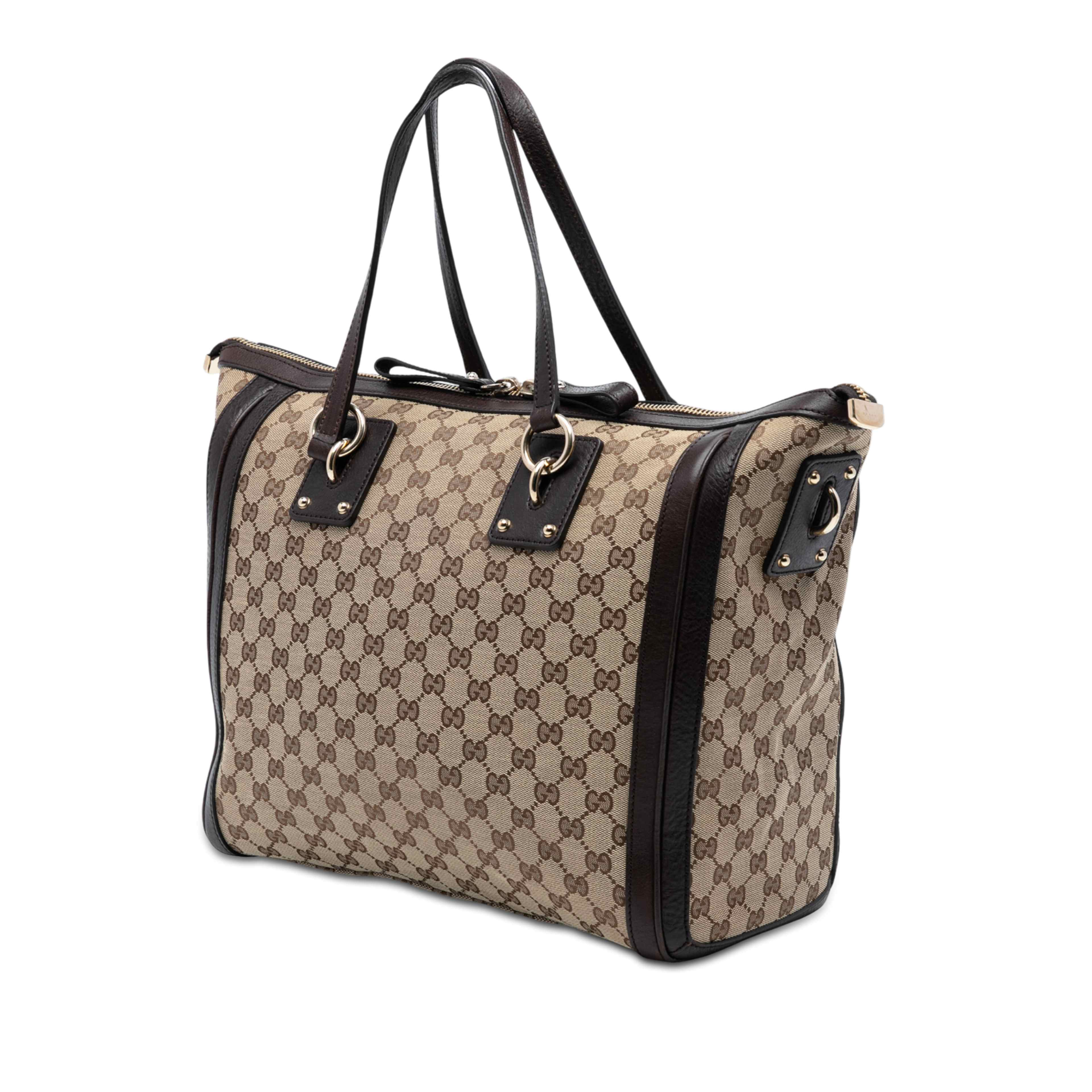 Gucci Gg Canvas Charm Satchel, från Luxclusif, i färgen beige. Klicka för att öppna bilden i stort format