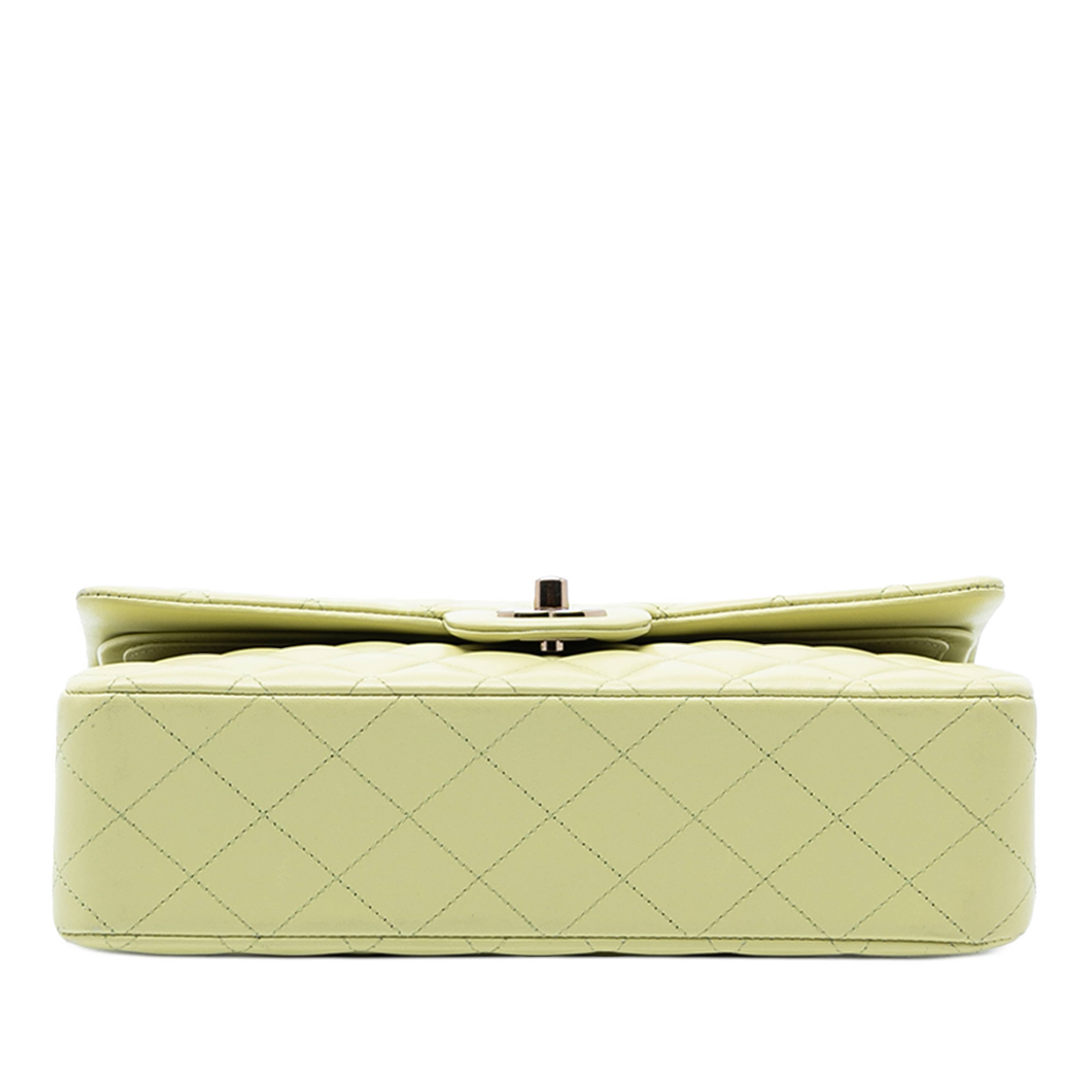 Chanel Medium Classic Lambskin Double Flap, från Luxclusif, i färgen mint. Klicka för att öppna bilden i stort format