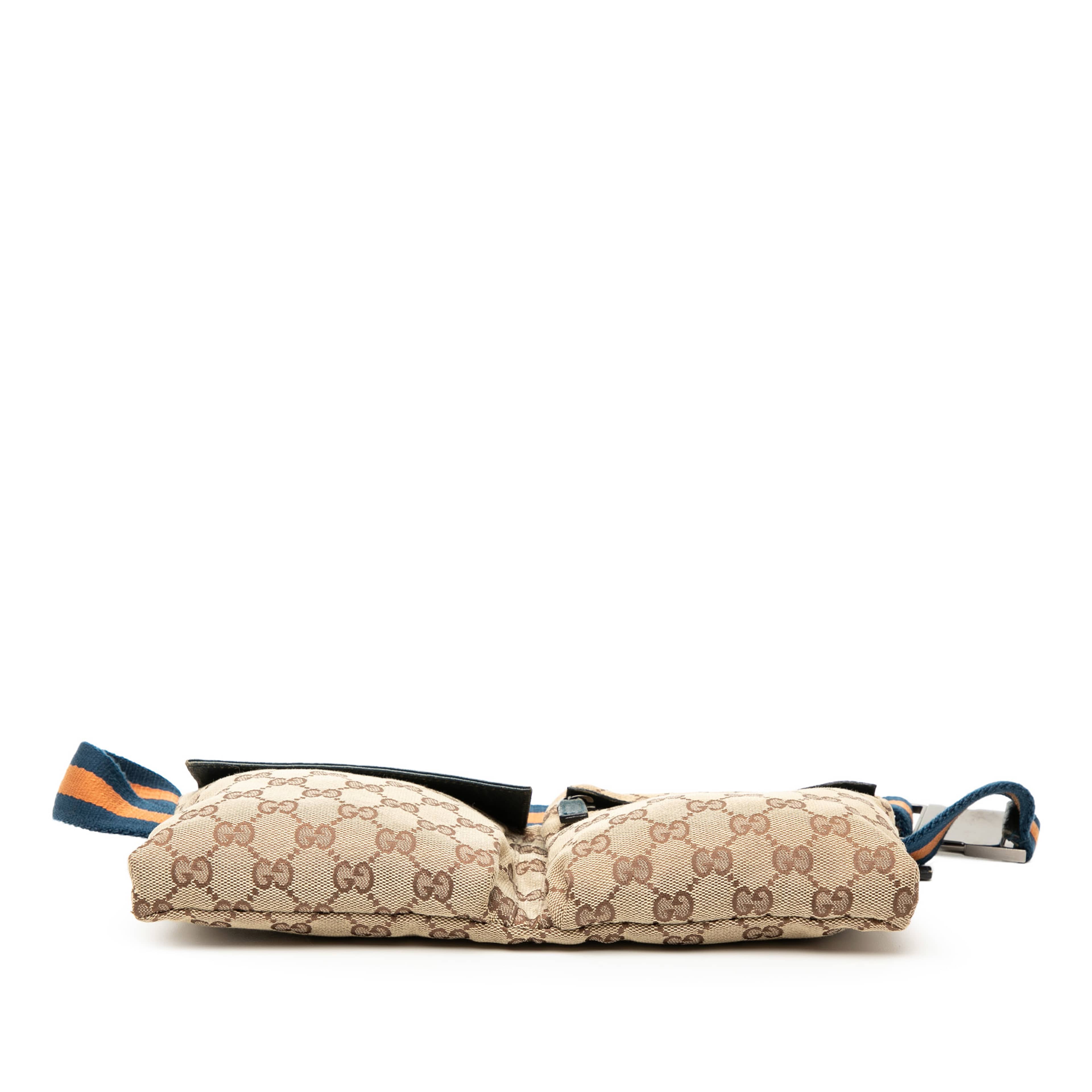Gucci Gg Canvas Web Double Pocket Belt Bag, från Luxclusif, i färgen beige. Klicka för att öppna bilden i stort format