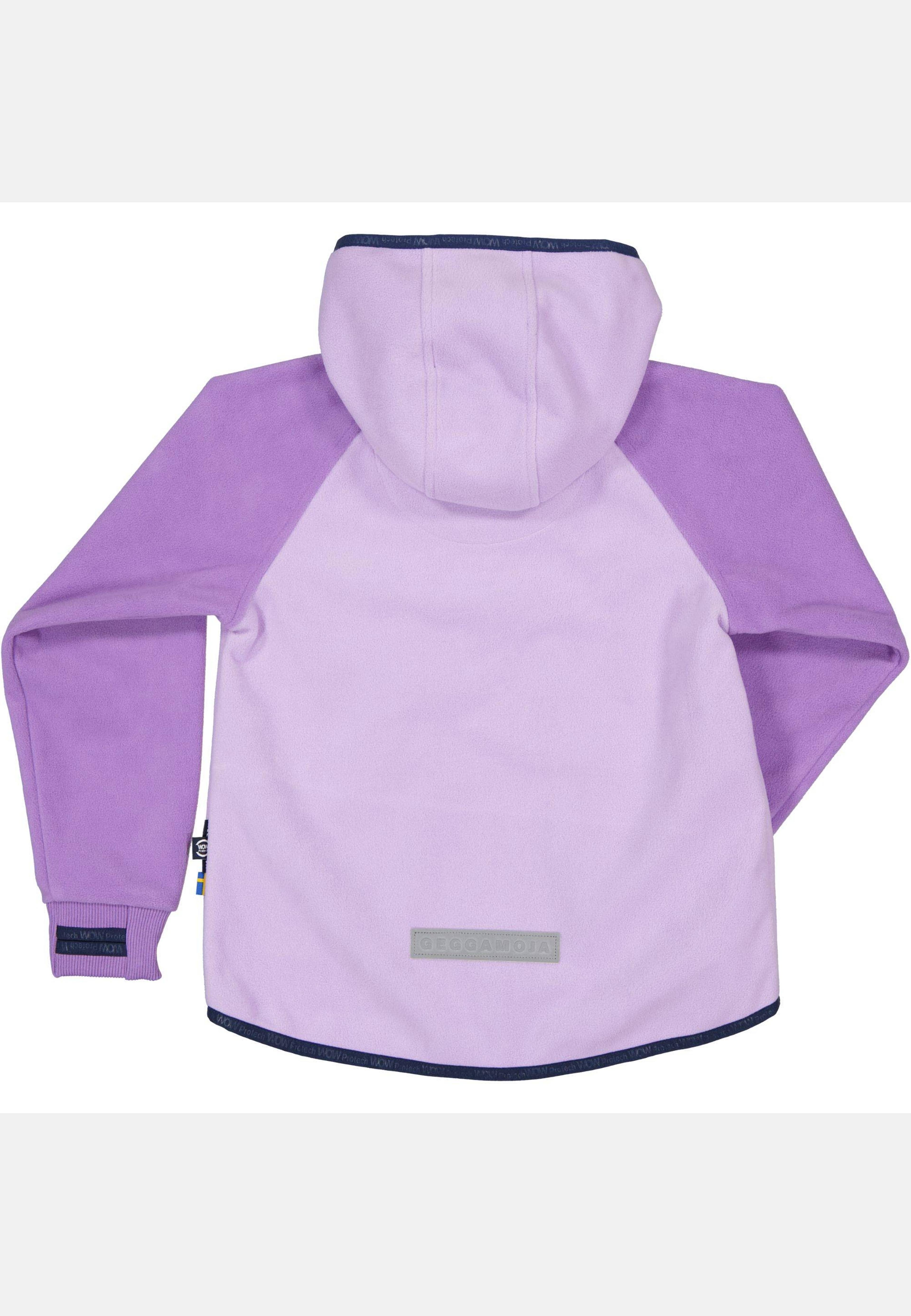 Vindfleecejacka, från Geggamoja, i färgen lilac. Klicka för att öppna bilden i stort format