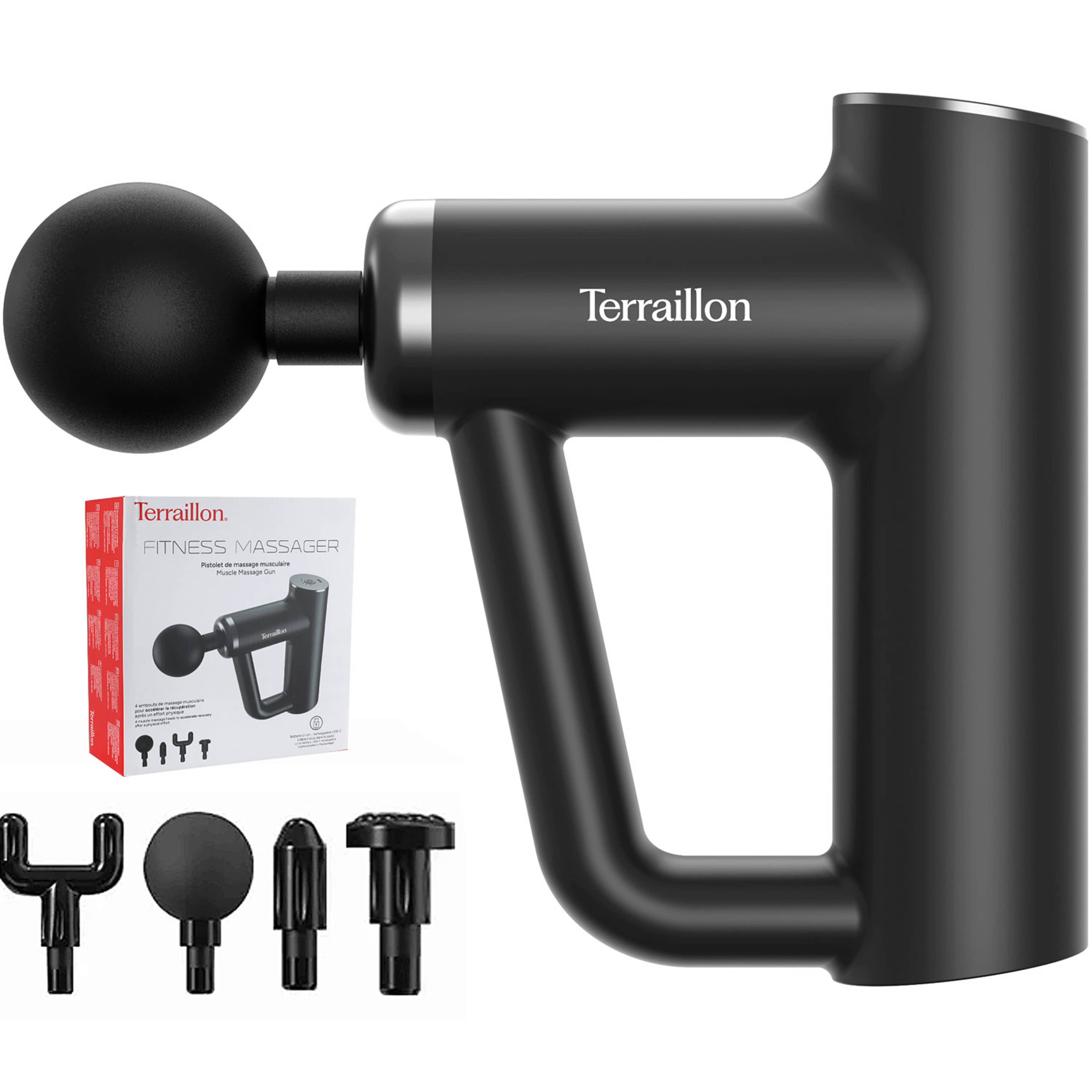 Massagepistol Fitness Massager 4st Tillbehör & Usb-c, från Terraillon, i färgen svart. Klicka för att öppna bilden i stort format