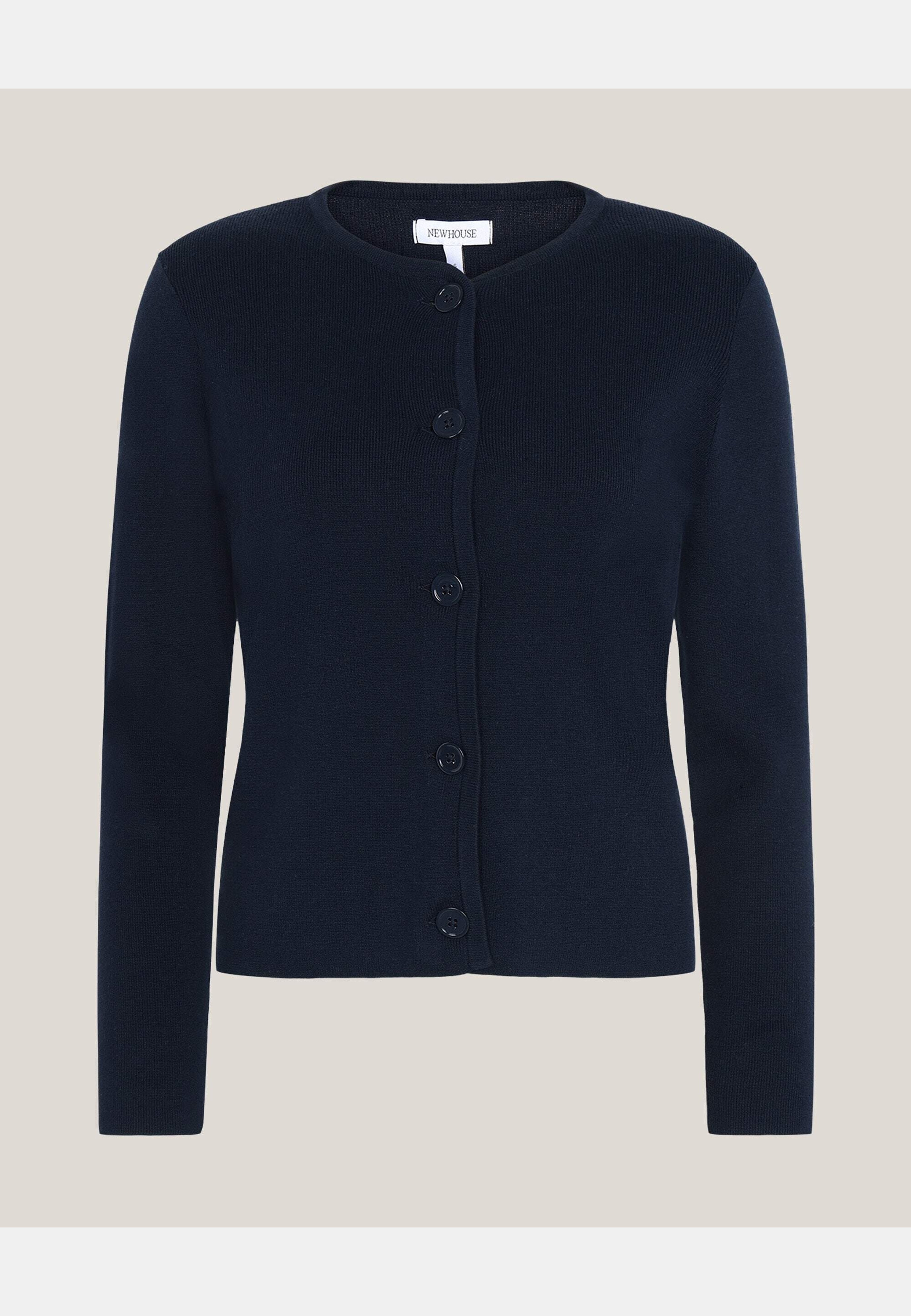 Felicity Rib Cardigan, från Newhouse, i färgen marinblå. Klicka för att öppna bilden i stort format