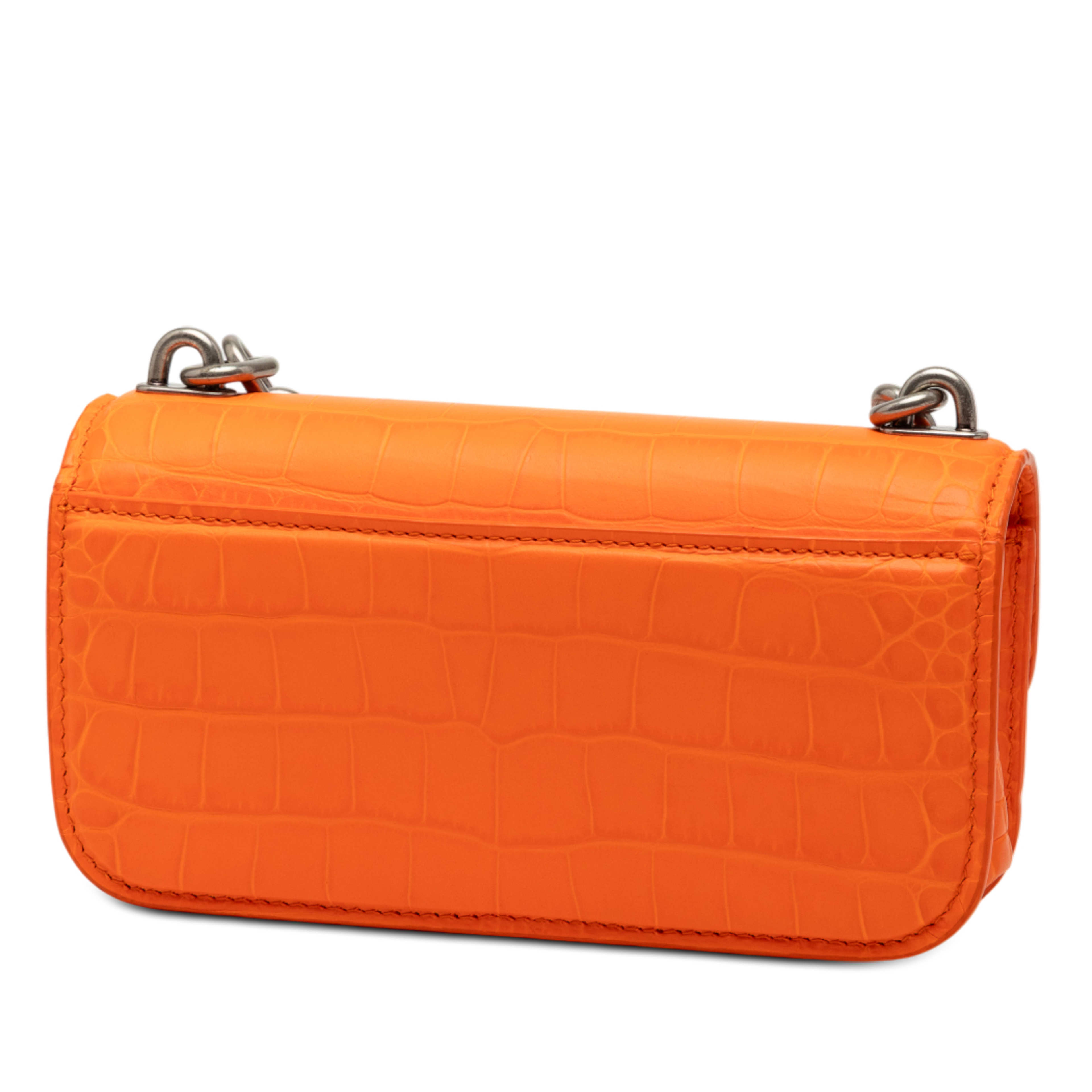 Balenciaga Croc Embossed Calfskin Gossip Chain Bag Xs, från Luxclusif, i färgen orange. Klicka för att öppna bilden i stort format