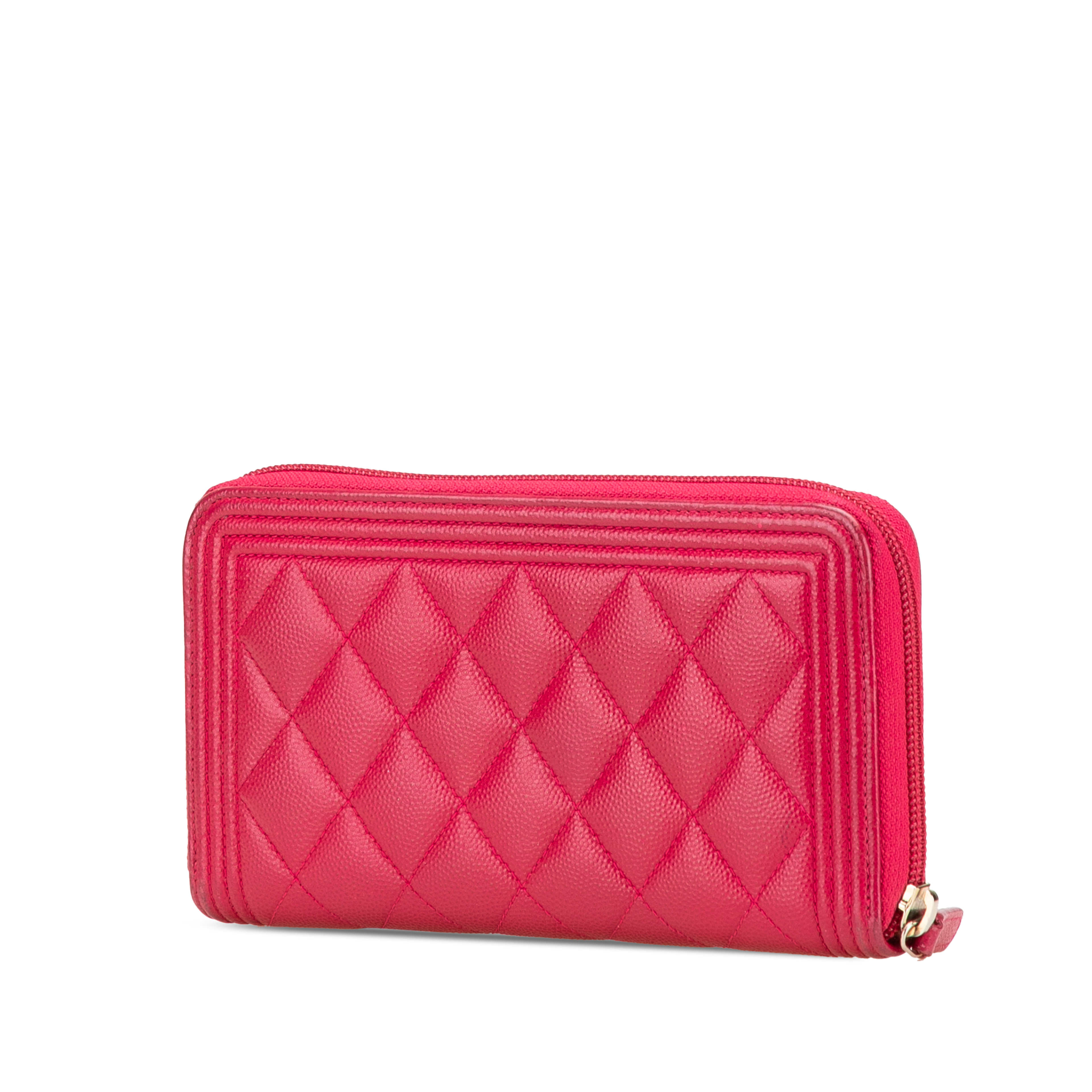 Chanel Quilted Caviar Boy Zip Around Wallet