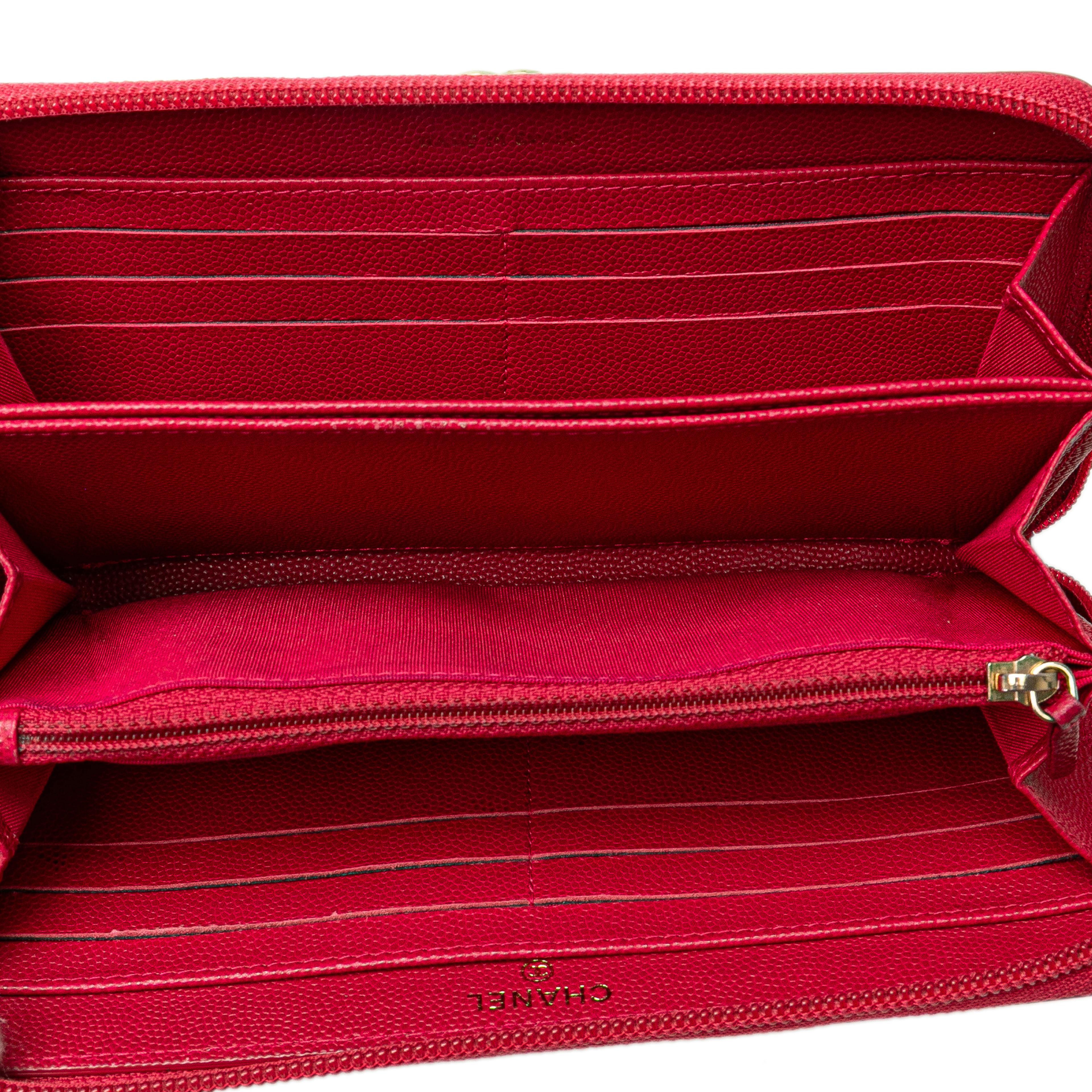 Chanel Quilted Caviar Boy Zip Around Wallet