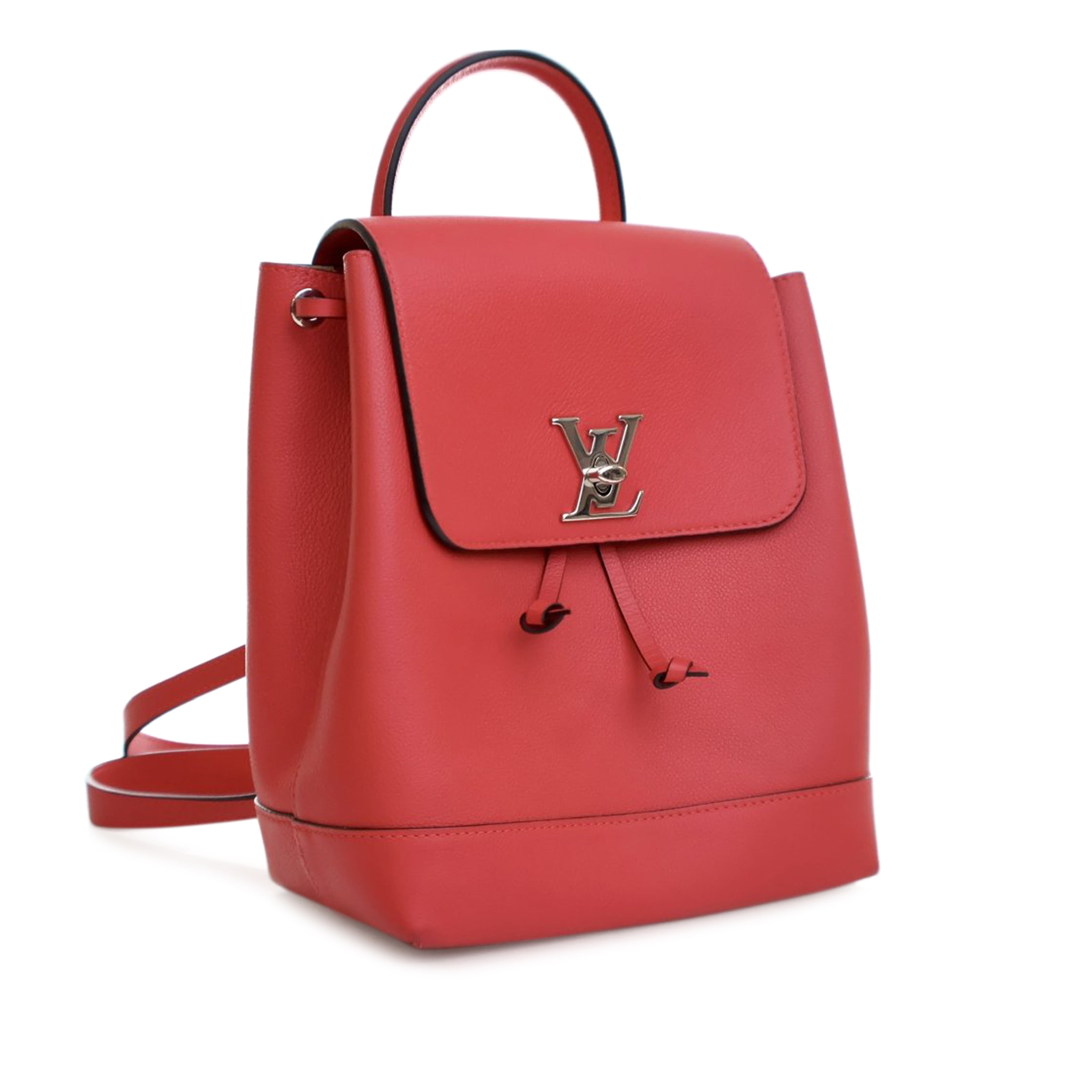Louis Vuitton Calfskin Lockme Backpack, från Luxclusif, i färgen red. Klicka för att öppna bilden i stort format