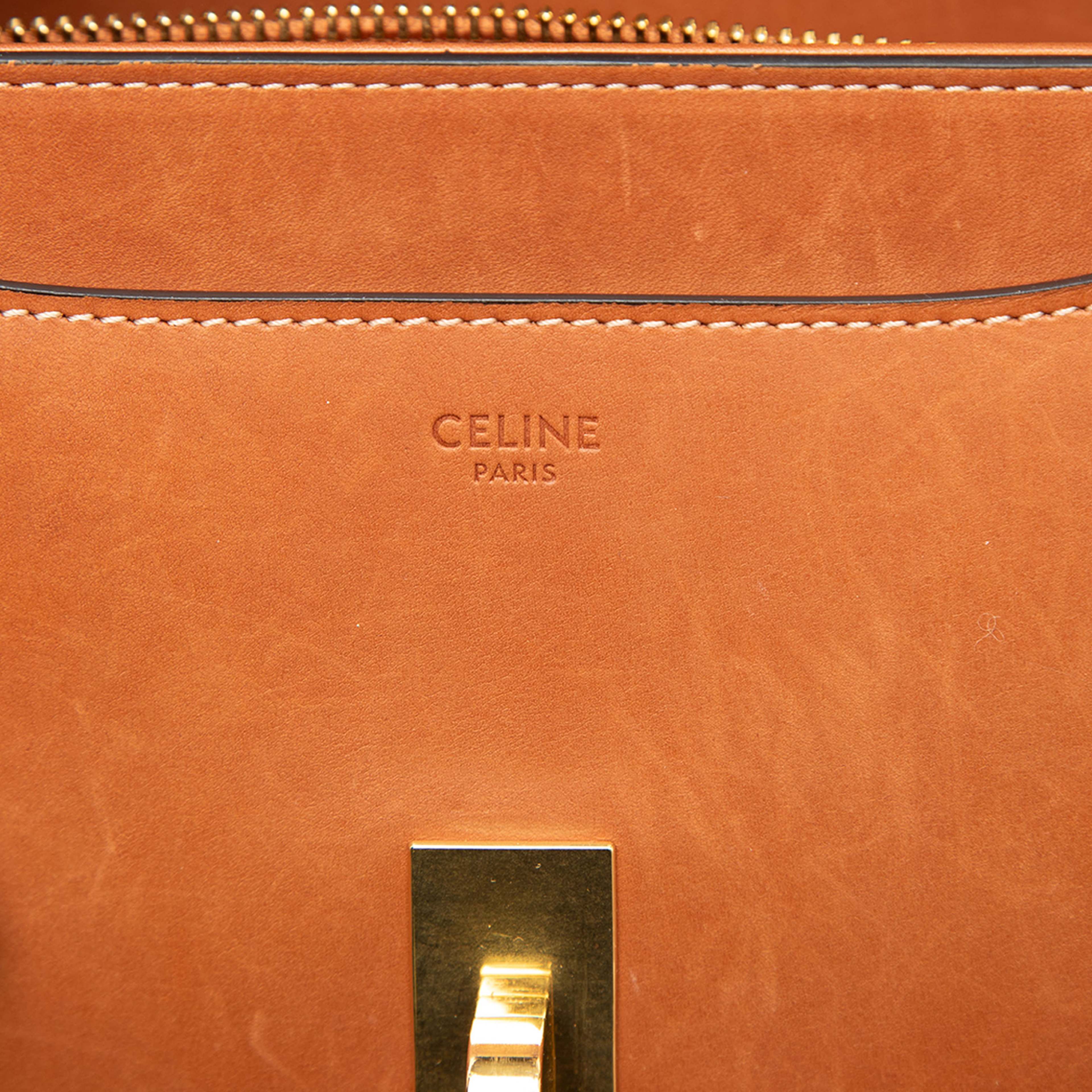 Celine Small Leather 16 Satchel, från Luxclusif, i färgen brown. Klicka för att öppna bilden i stort format