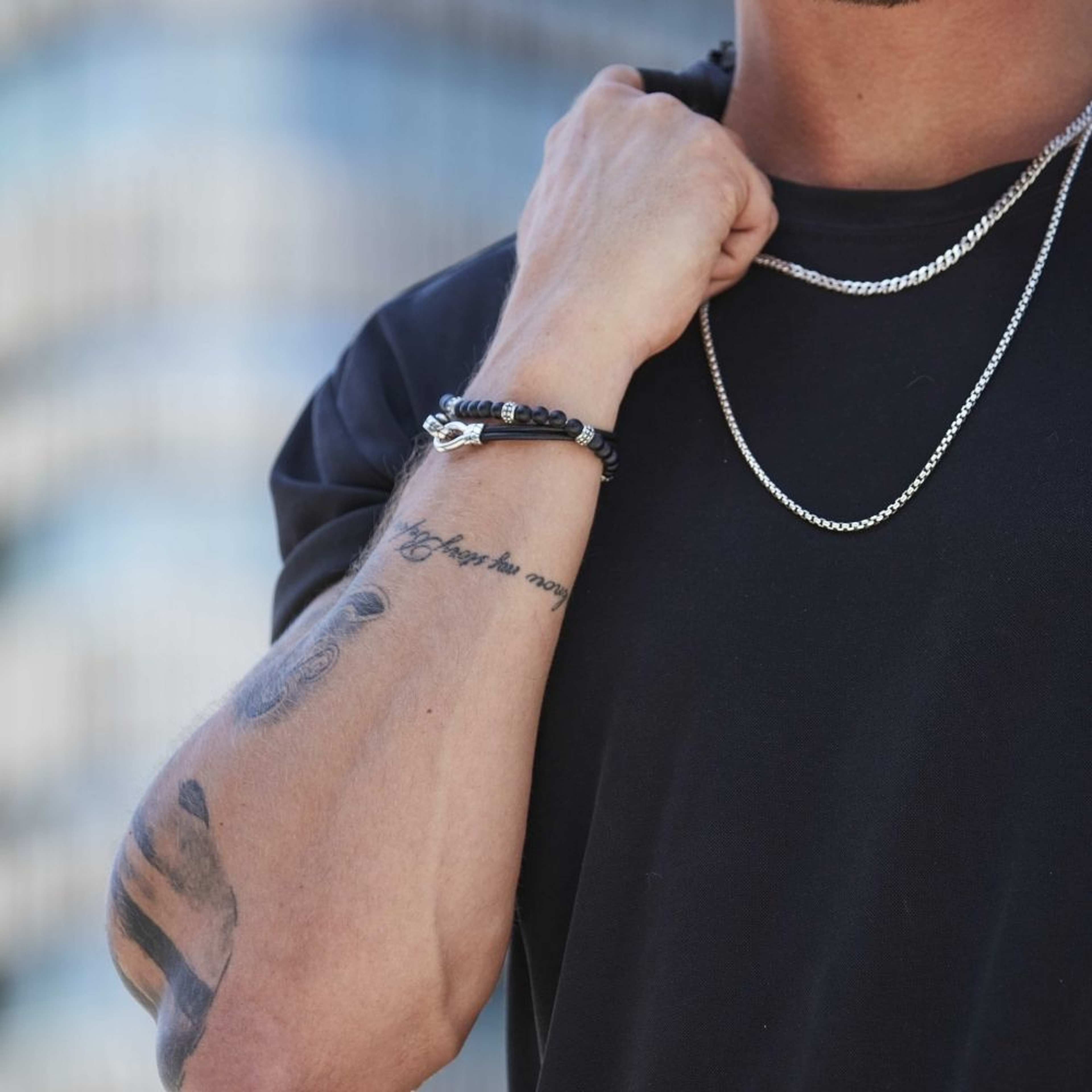 Silver/läderarmband | Svart | Nobel By Billgren, från by BILLGREN, i färgen svart & silver. Klicka för att öppna bilden i stort format