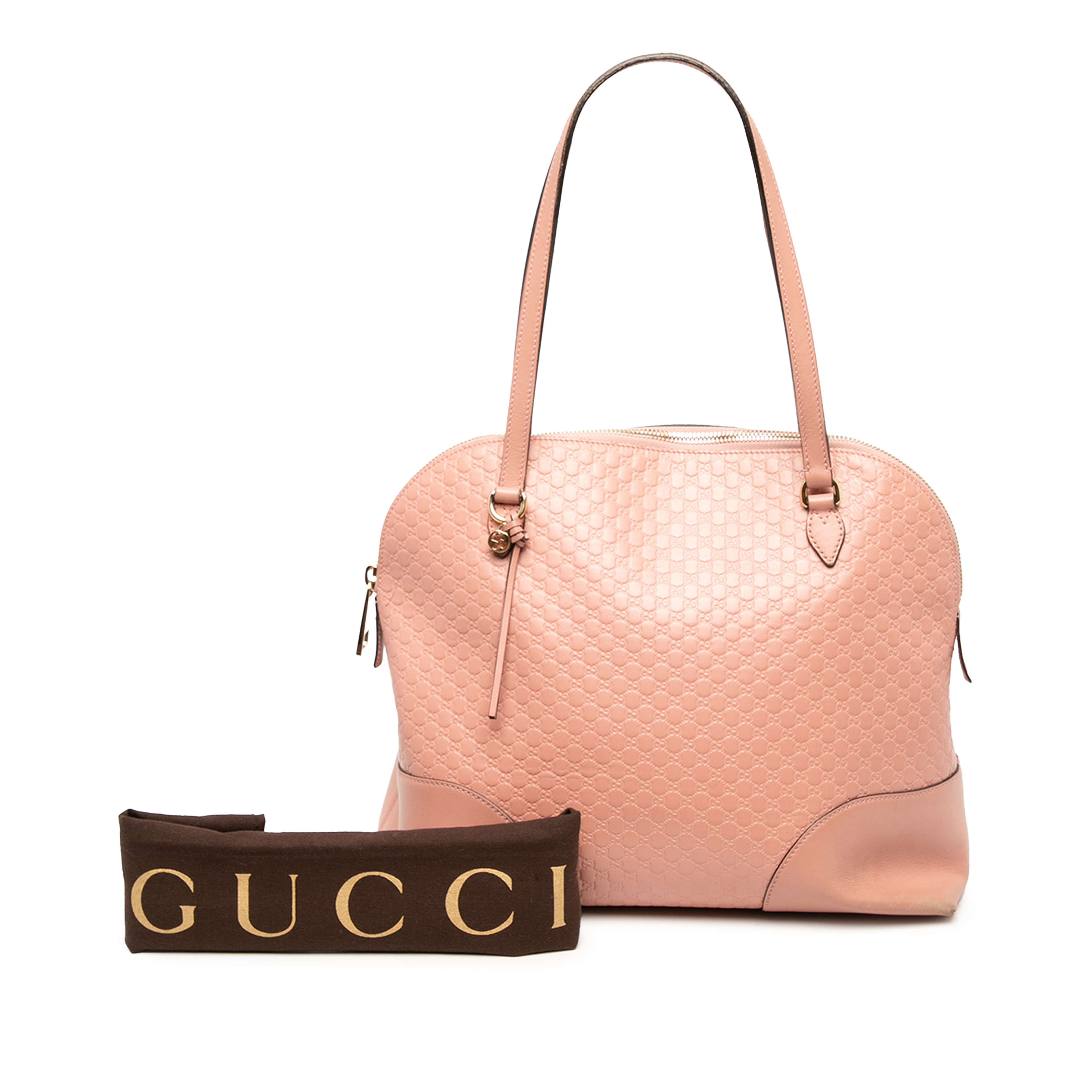 Gucci Microguccissima Bree Dome Tote, från Luxclusif, i färgen rosa. Klicka för att öppna bilden i stort format
