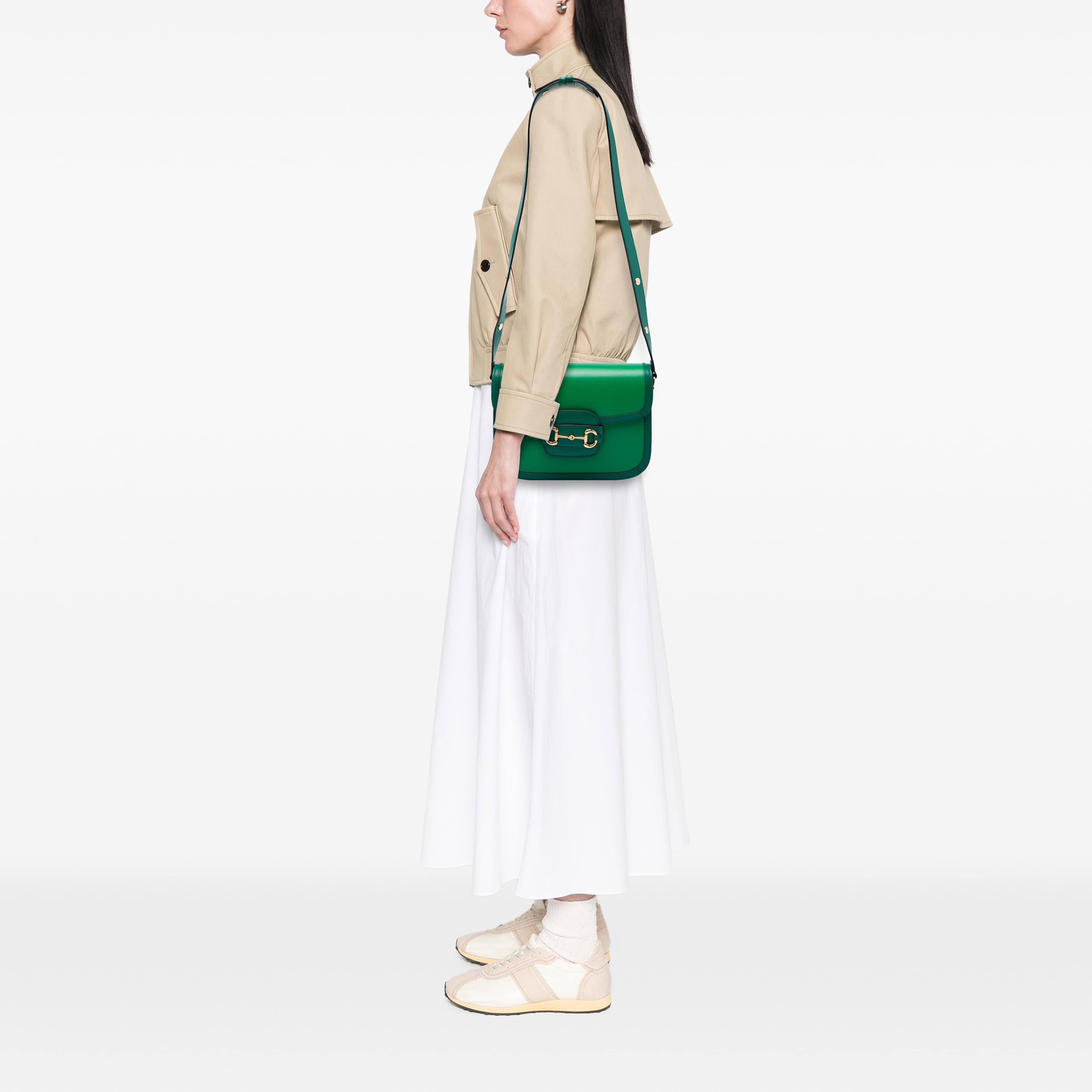 Gucci Medium Calfskin Horsebit 1955 Shoulder Bag, från Luxclusif, i färgen grön. Klicka för att öppna bilden i stort format