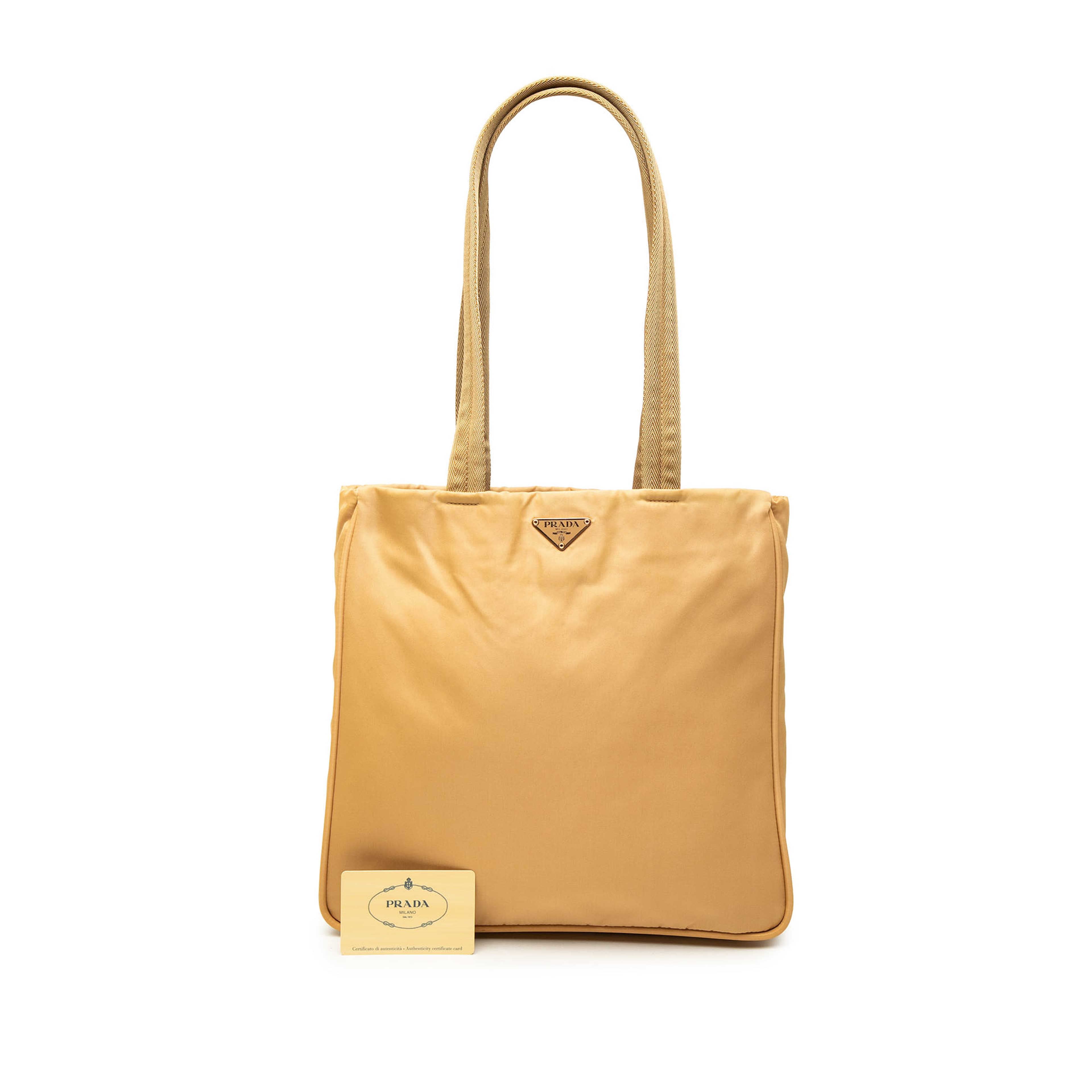 Prada Tessuto Tote, från Luxclusif, i färgen brun. Klicka för att öppna bilden i stort format