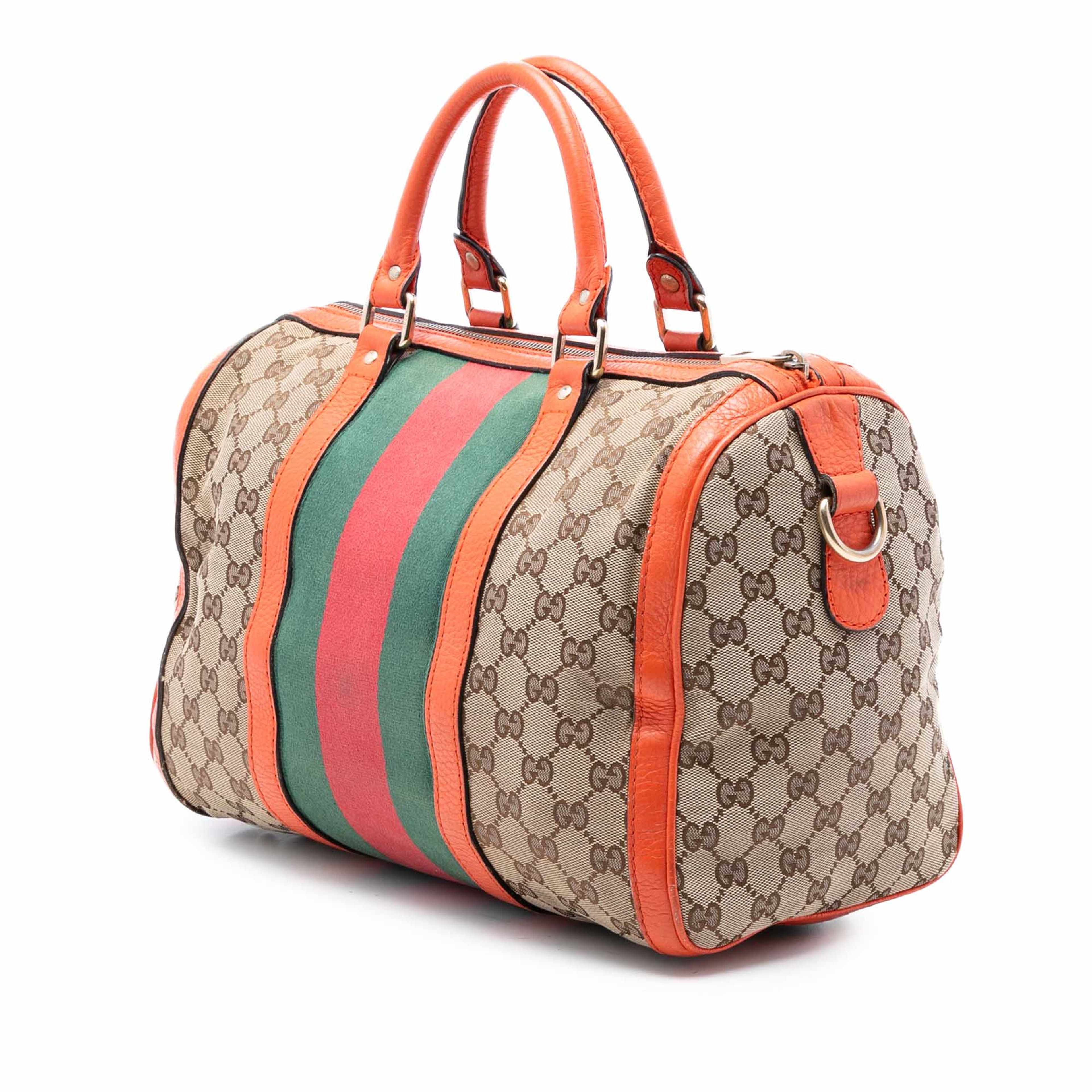 Gucci Medium Gg Canvas Web Joy Boston Bag, från Luxclusif, i färgen beige. Klicka för att öppna bilden i stort format