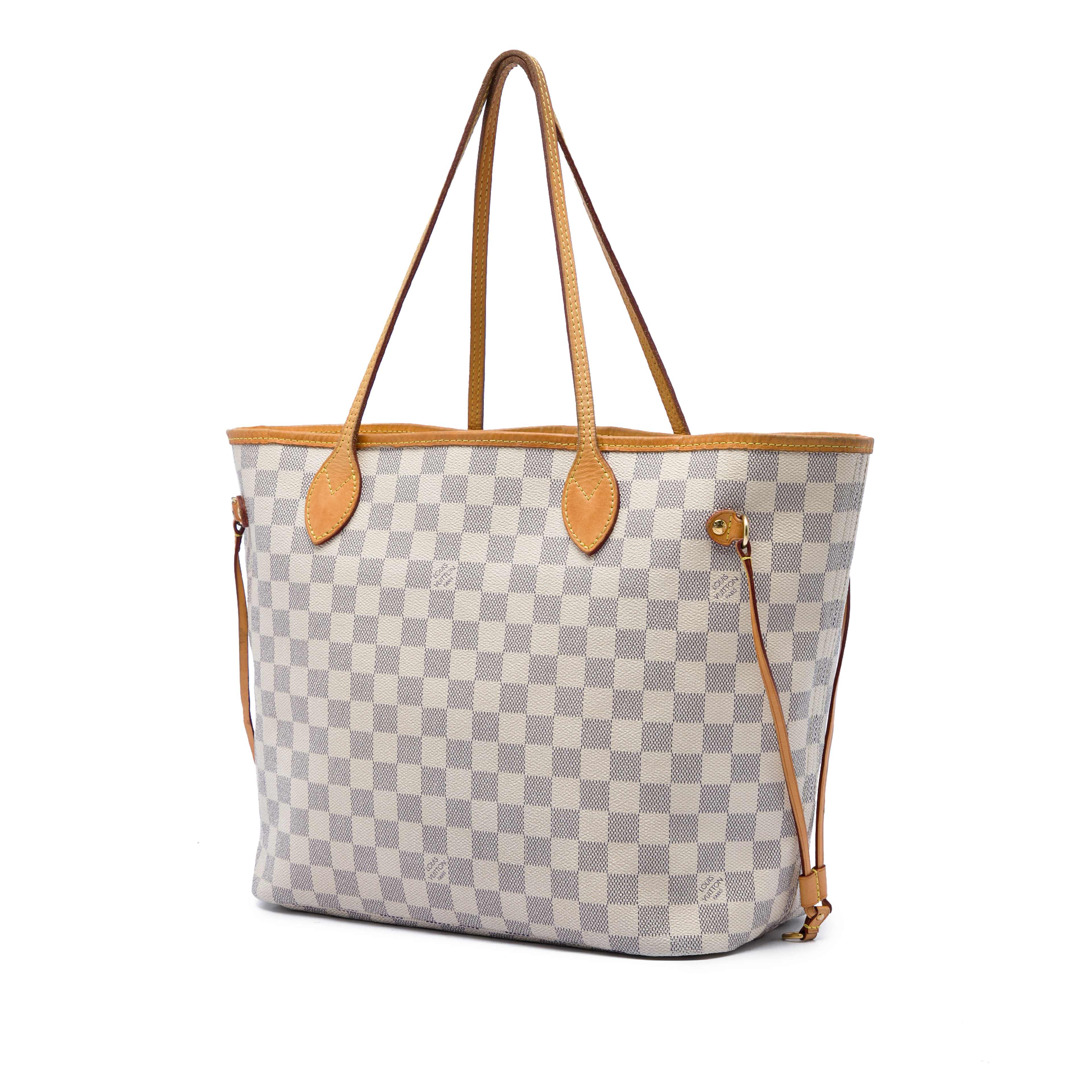 Louis Vuitton Damier Azur Neverfull Mm, från Luxclusif, i färgen vit. Klicka för att öppna bilden i stort format