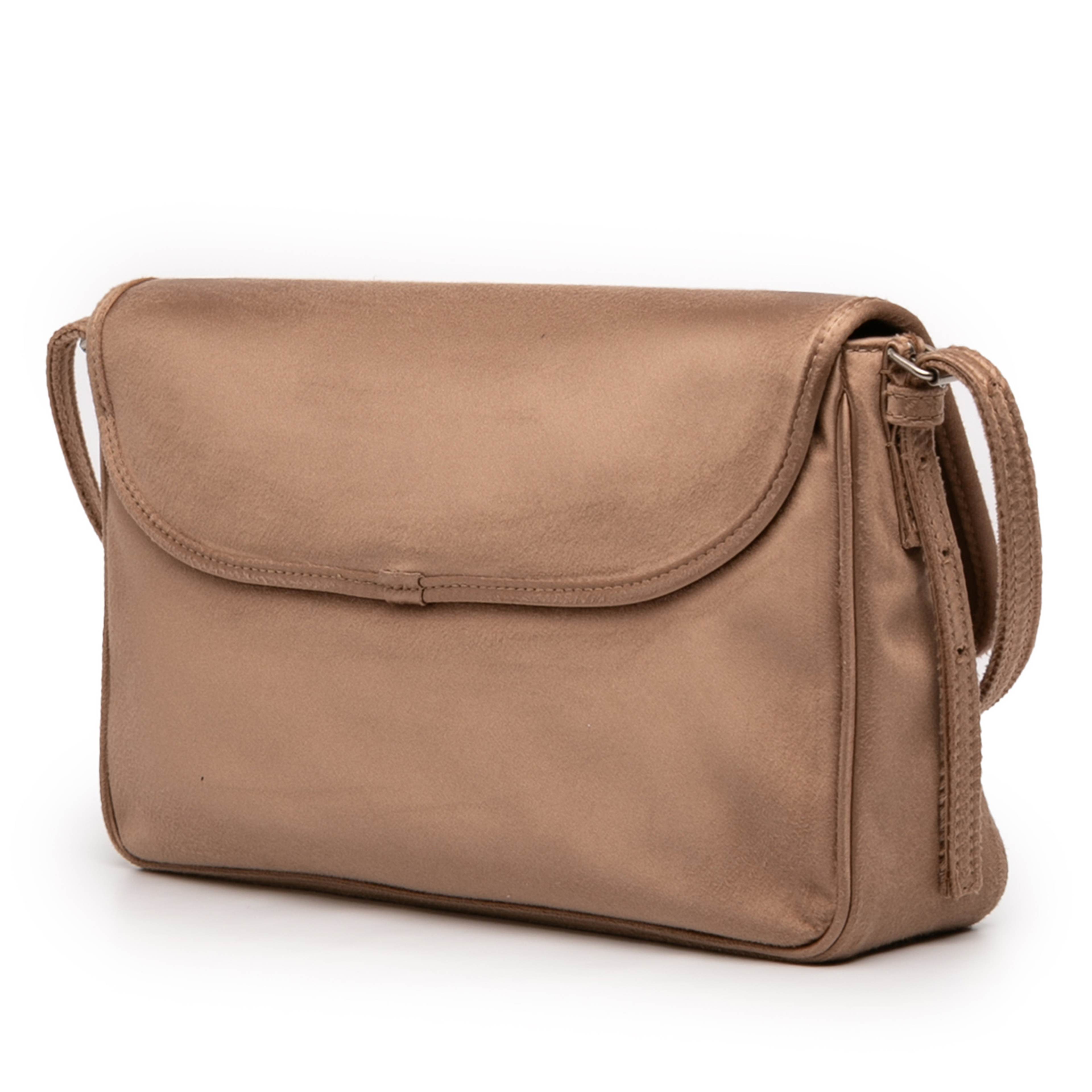 Balenciaga Distressed Satin Leopolda Pochette, från Luxclusif, i färgen brun. Klicka för att öppna bilden i stort format