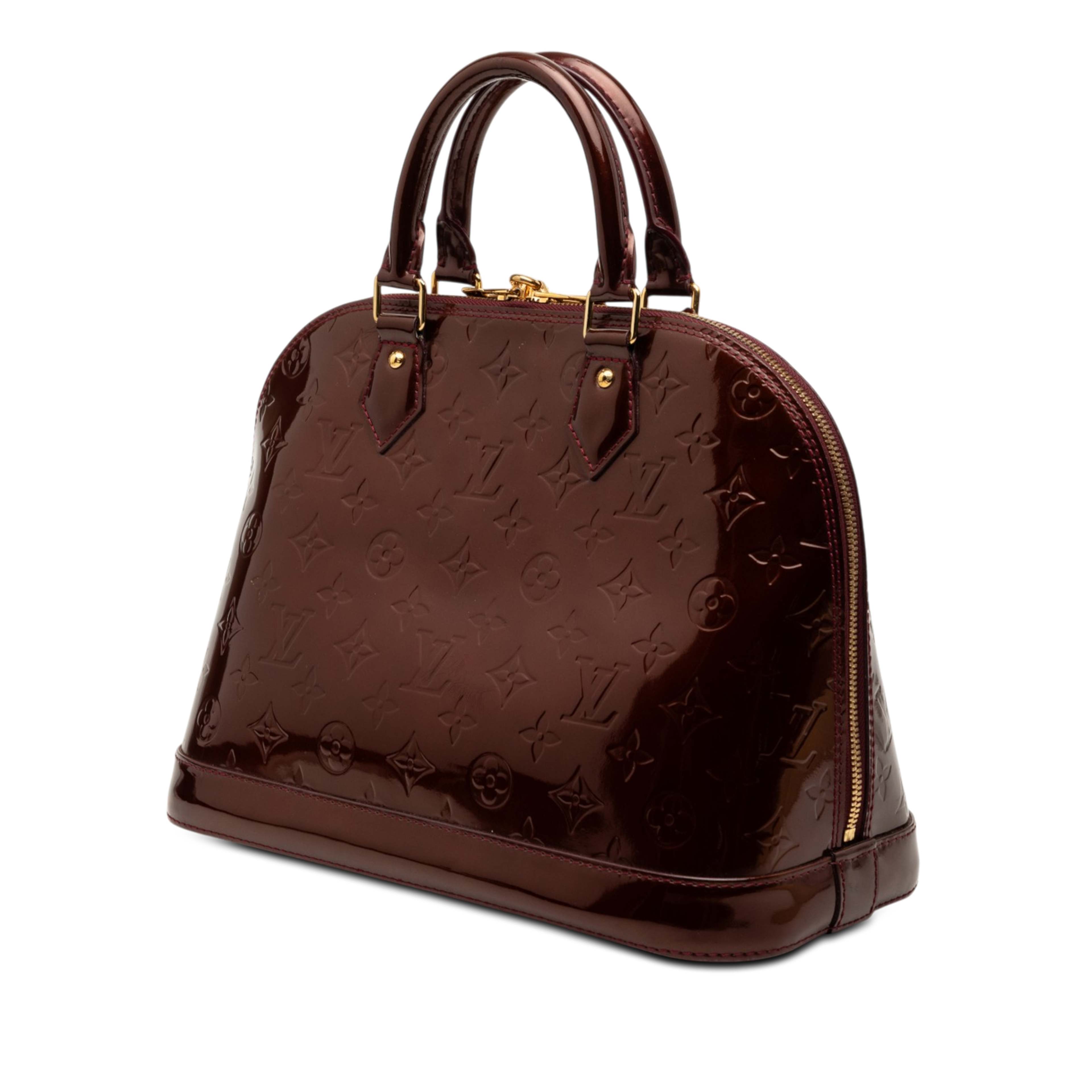 Louis Vuitton Monogram Vernis Alma Pm, från Luxclusif, i färgen burgundy. Klicka för att öppna bilden i stort format