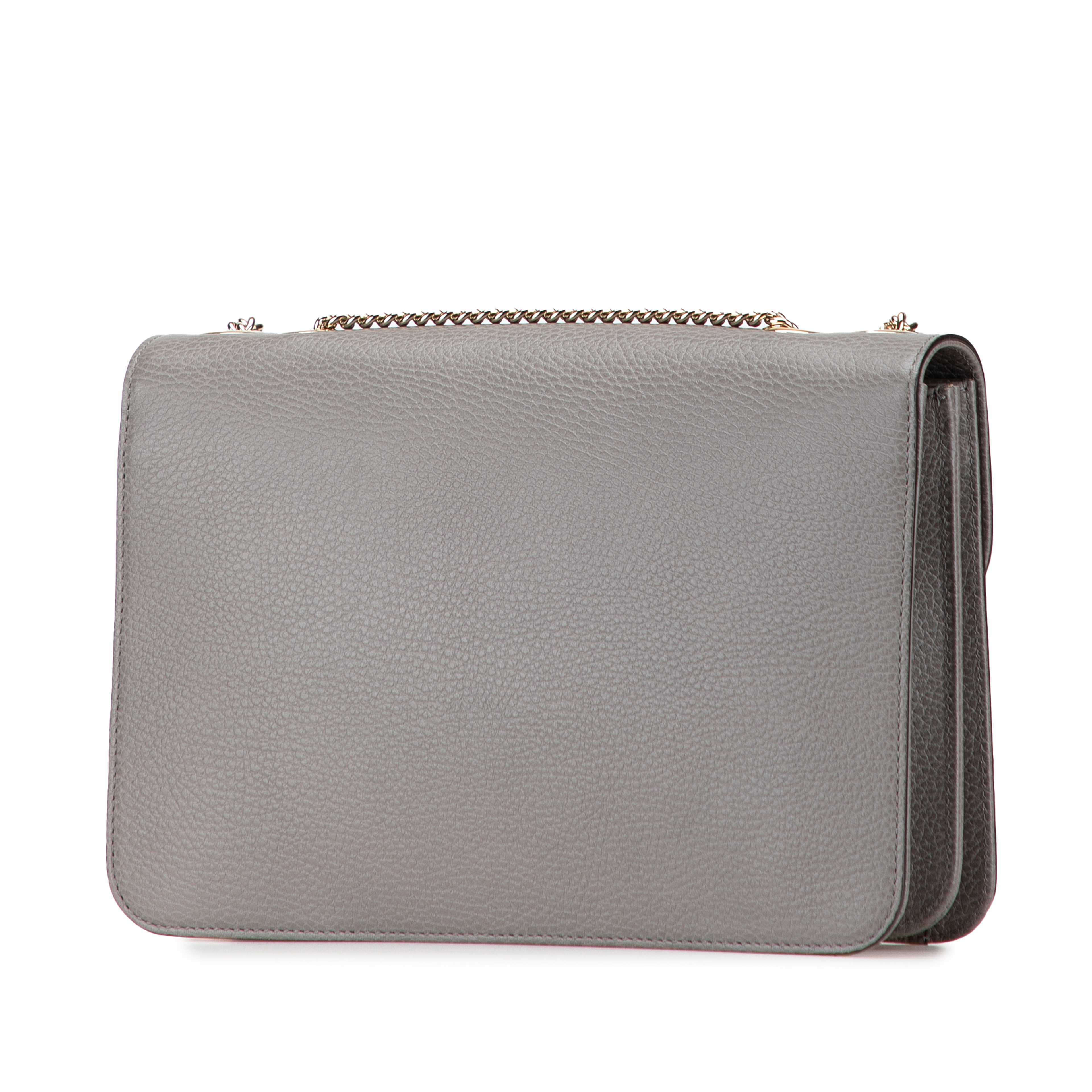 Gucci Medium Dollar Calfskin Interlocking G Crossbody, från Luxclusif, i färgen grå. Klicka för att öppna bilden i stort format