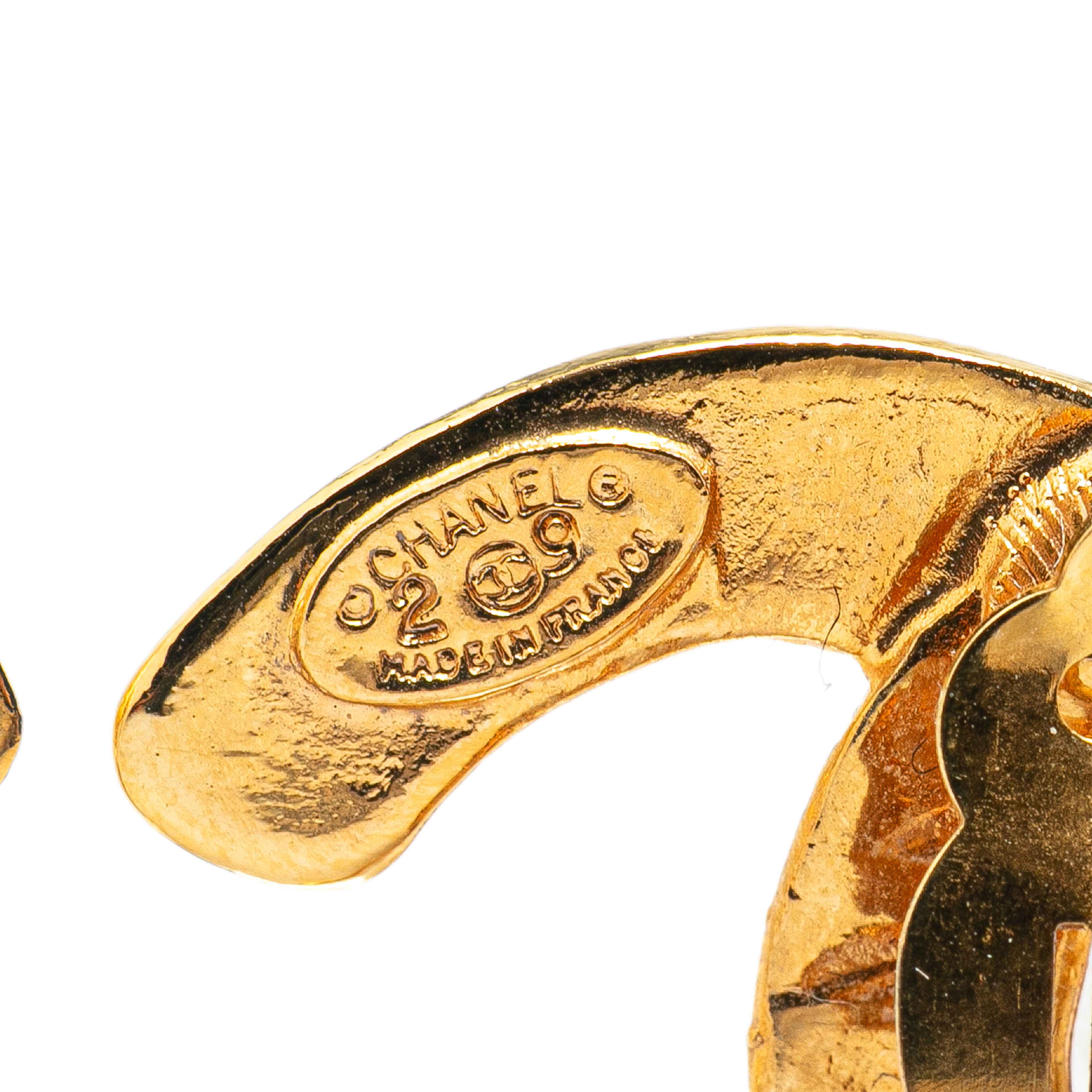Chanel Gold Plated Cc Woven Clip On Earrings