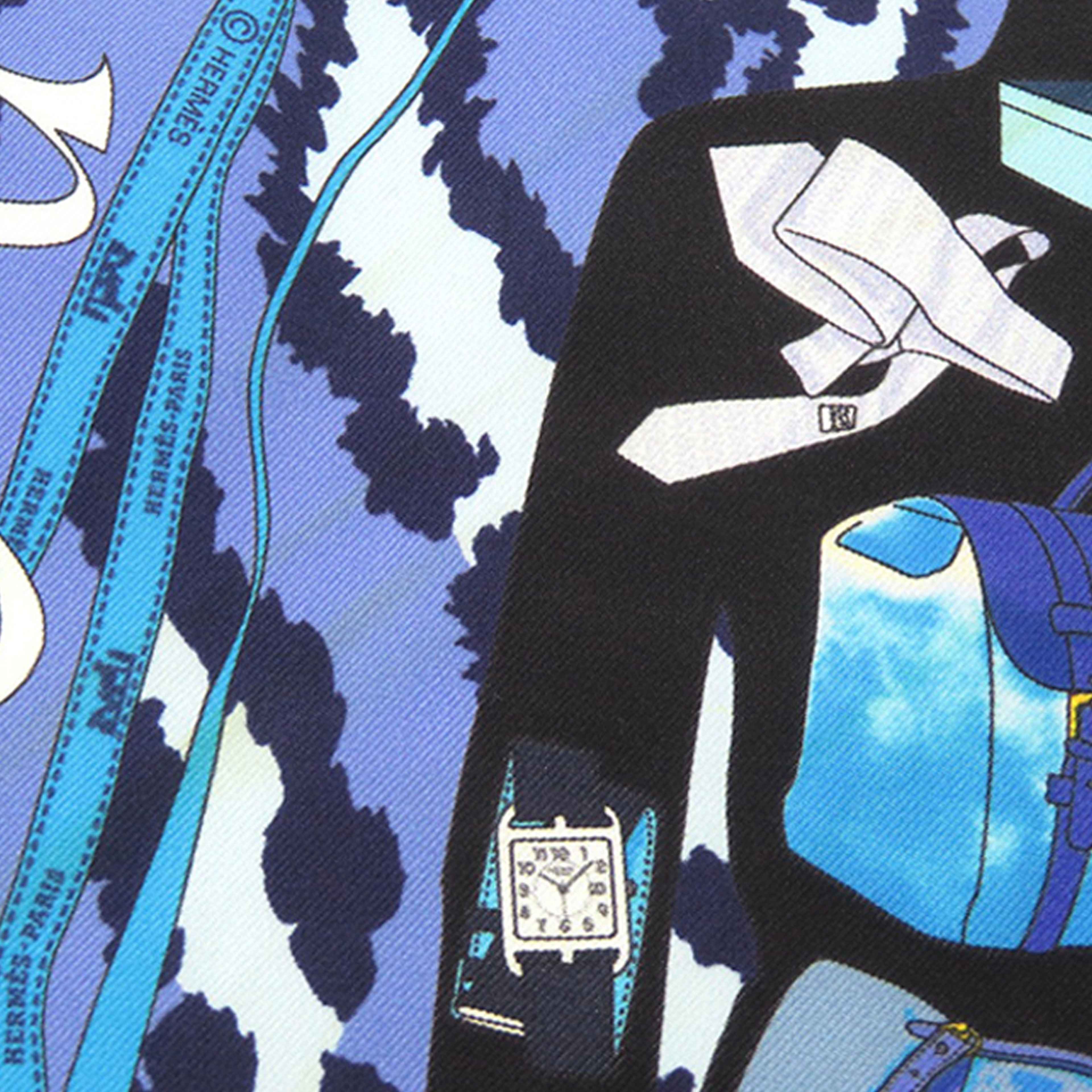 Hermès Monsieur Et Madame Silk Scarf, från Luxclusif, i färgen blue. Klicka för att öppna bilden i stort format