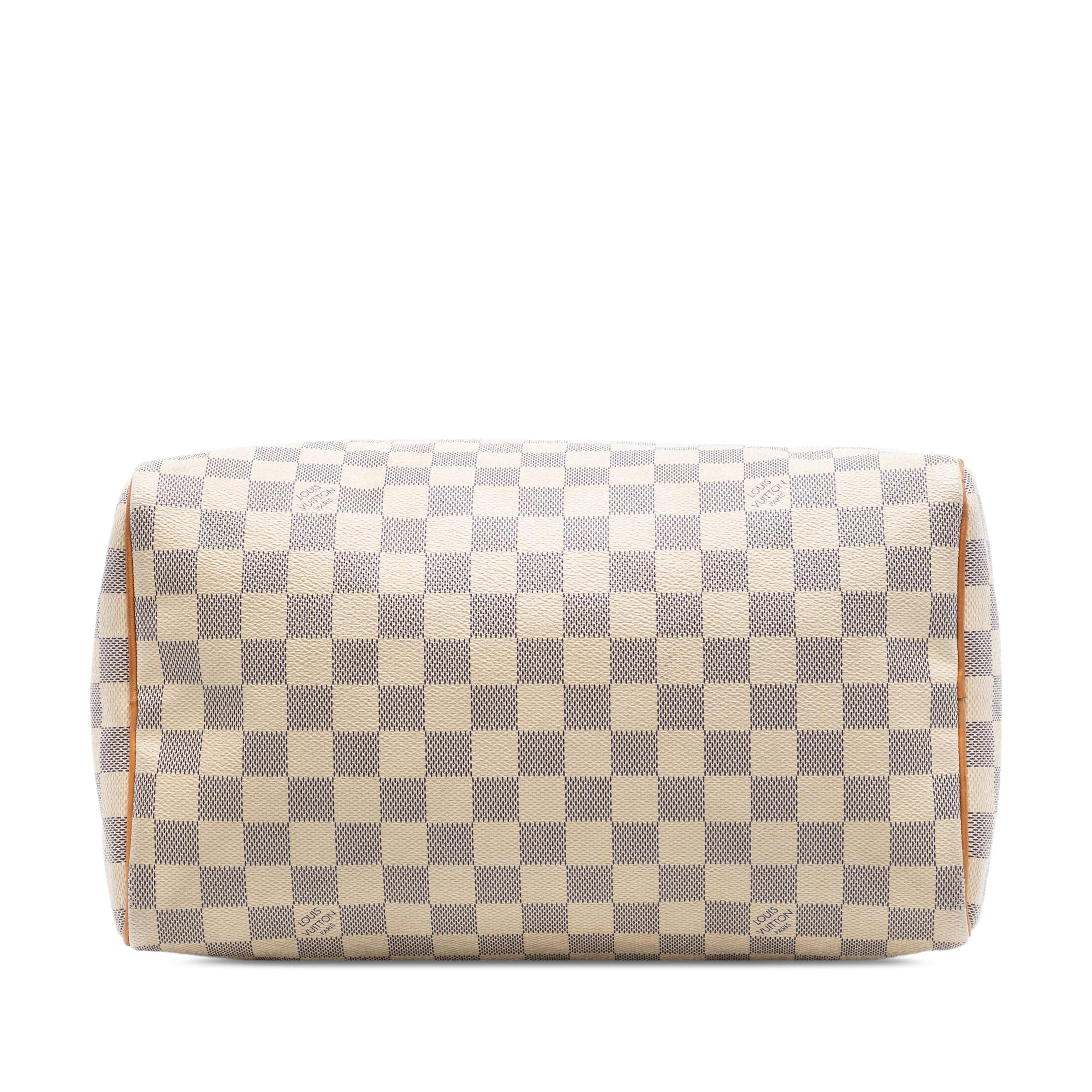 Louis Vuitton Damier Azur Speedy 30, från Luxclusif, i färgen white. Klicka för att öppna bilden i stort format
