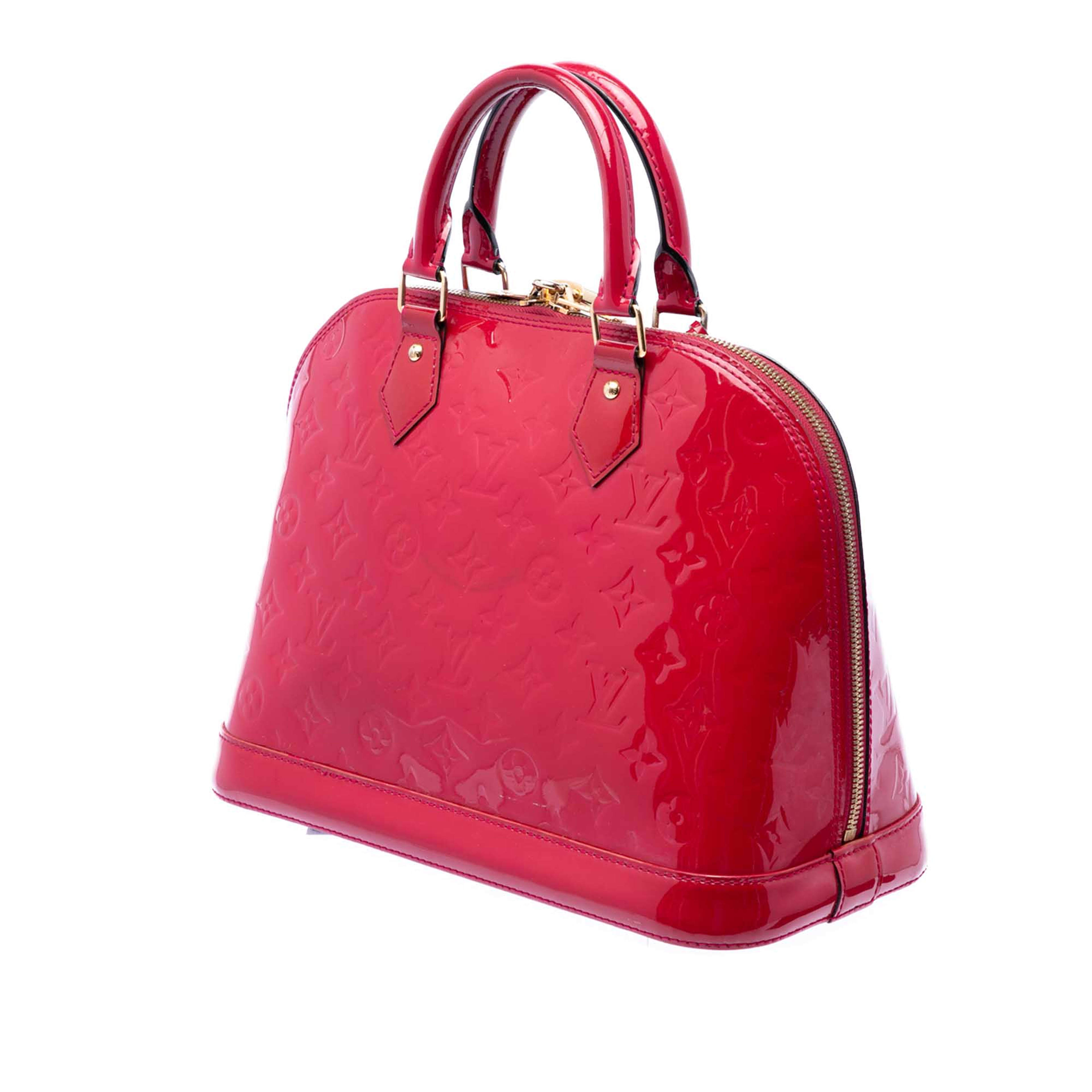 Louis Vuitton Monogram Vernis Alma Pm, från Luxclusif, i färgen röd. Klicka för att öppna bilden i stort format