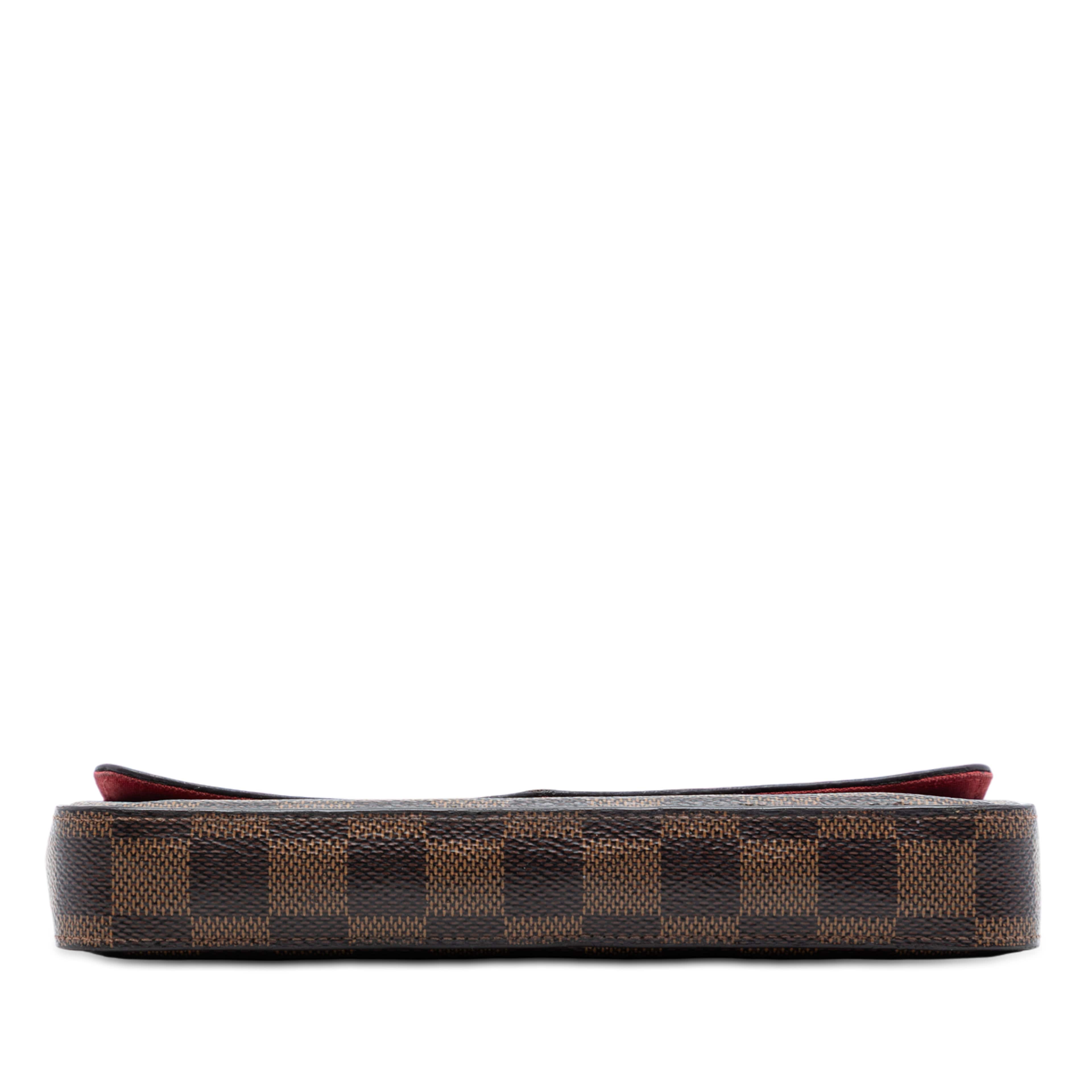 Louis Vuitton Damier Ebene Pochette Felicie, från Luxclusif, i färgen brown. Klicka för att öppna bilden i stort format