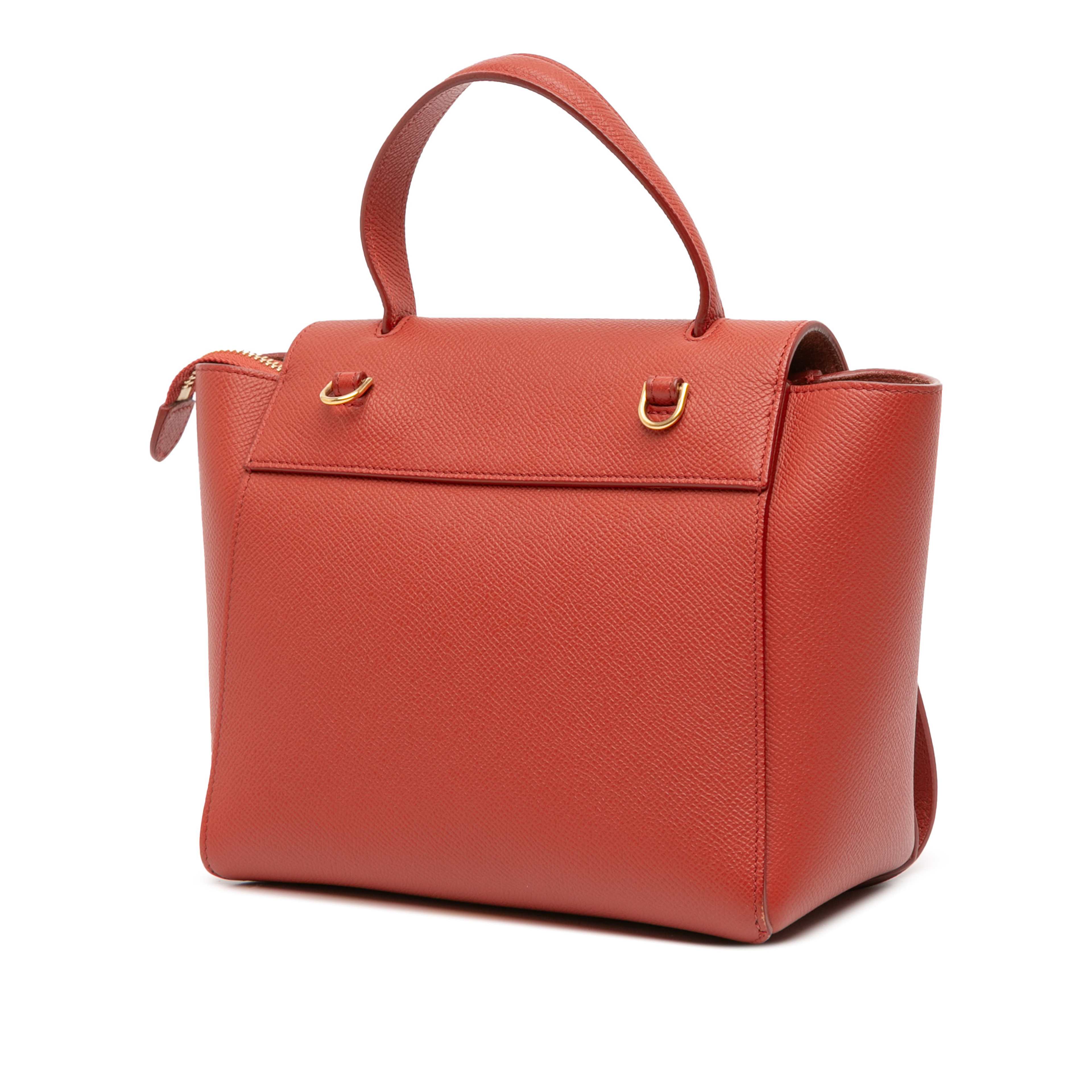 Celine Nano Grained Calfskin Belt Bag, från Luxclusif, i färgen dark orange. Klicka för att öppna bilden i stort format