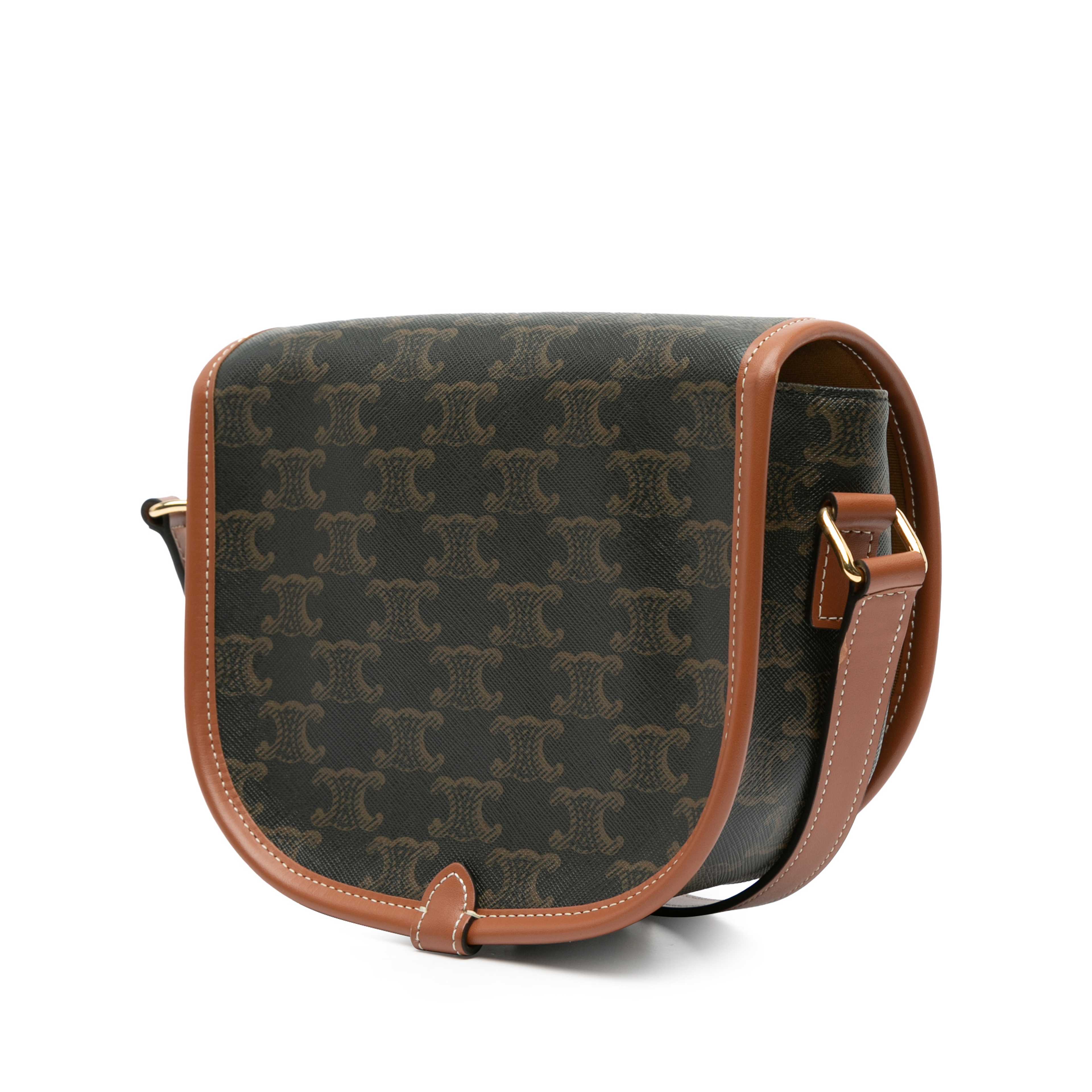 Celine Medium Triomphe Coated Canvas Folco Crossbody, från Luxclusif, i färgen brown.