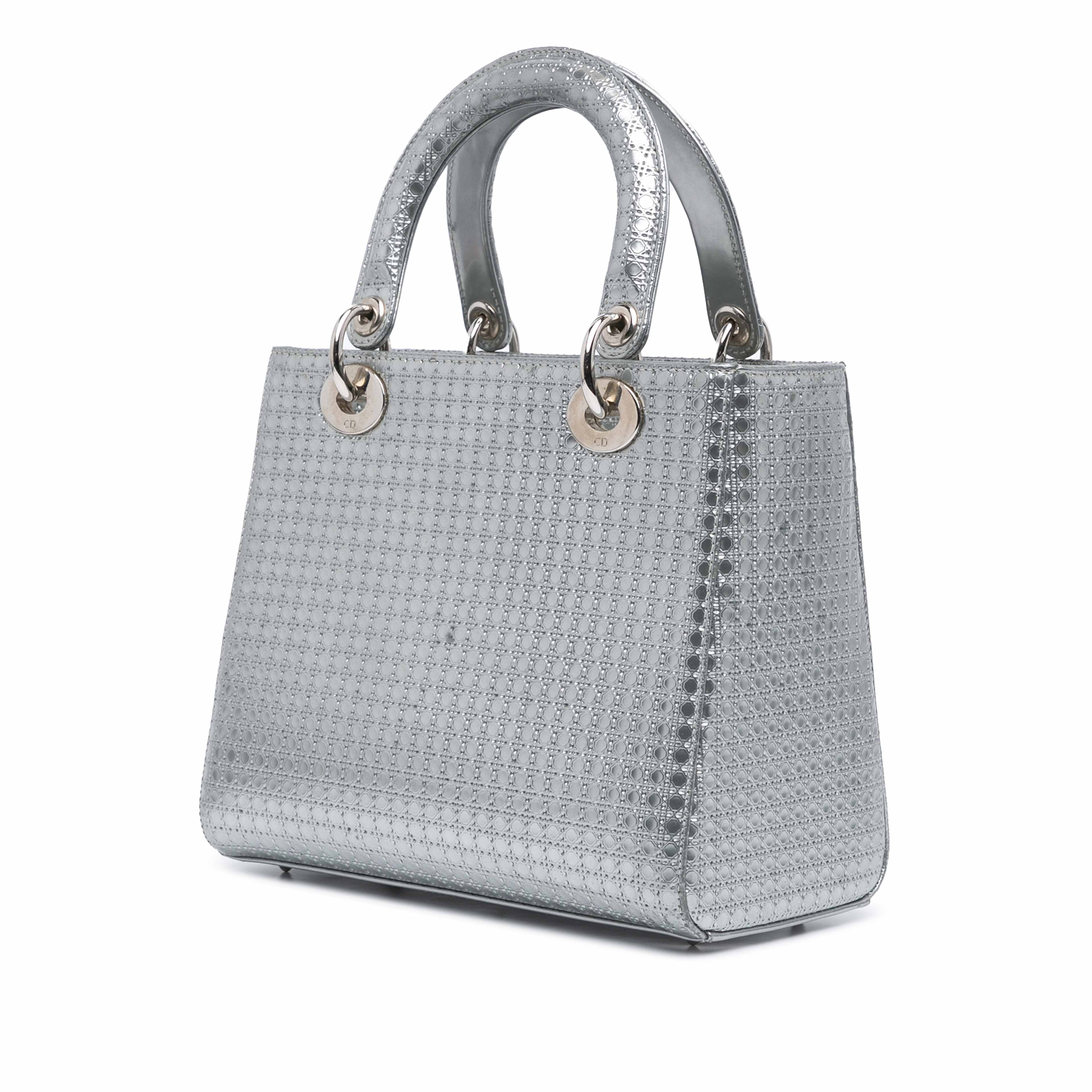 Dior Medium Metallic Patent Microcannage Lady Dior