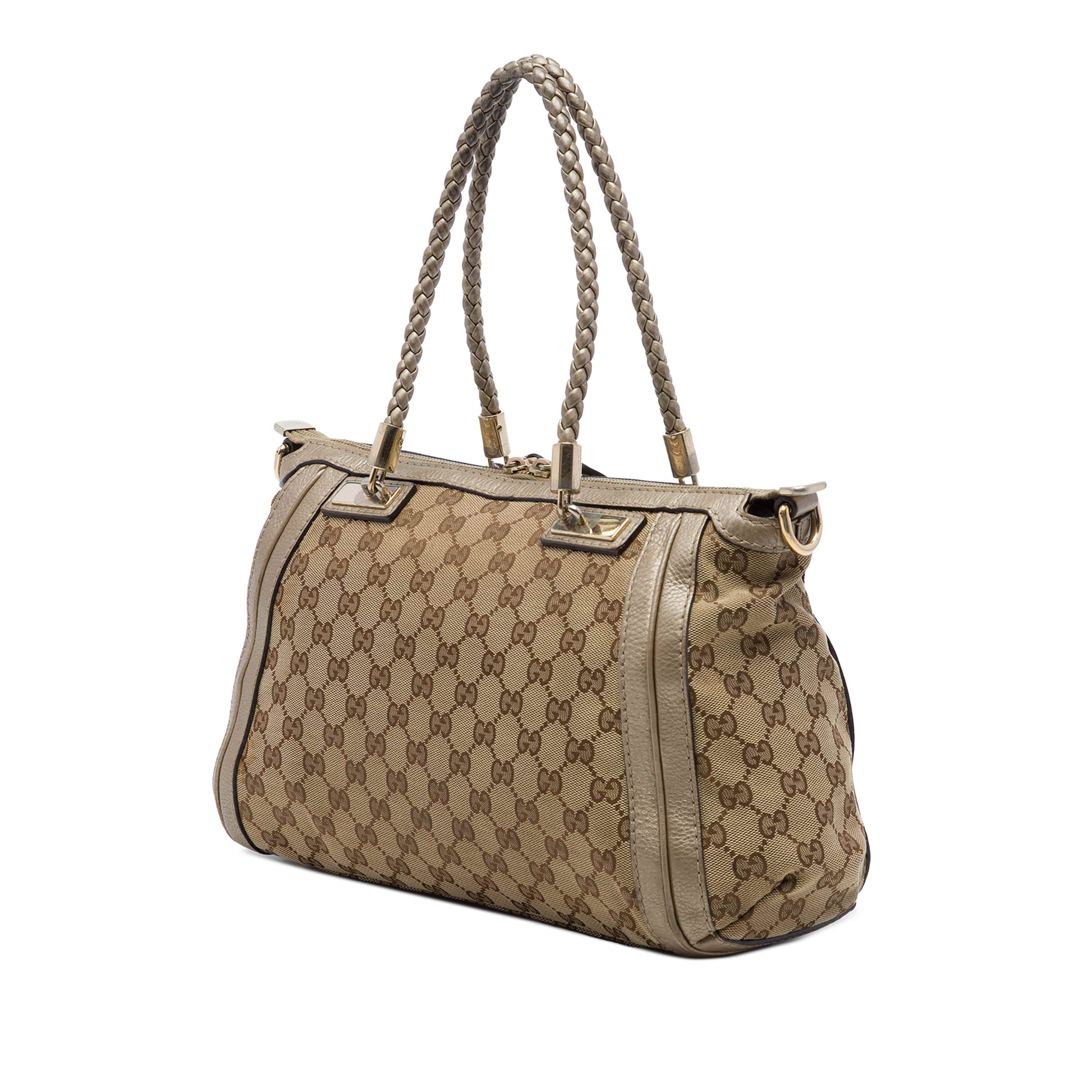 Gucci Gg Canvas Bella Satchel, från Luxclusif, i färgen beige. Klicka för att öppna bilden i stort format