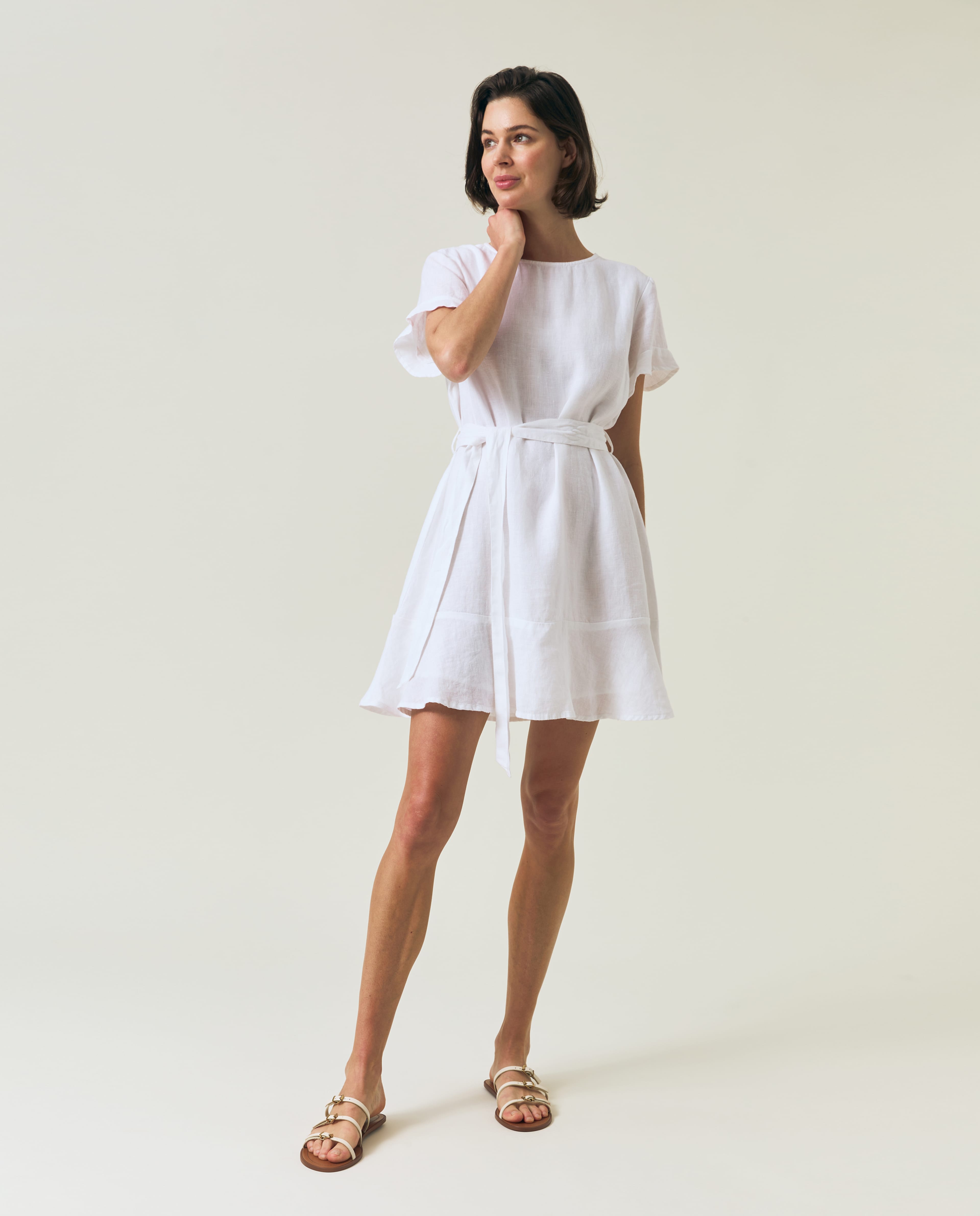 Belted Linen Dress