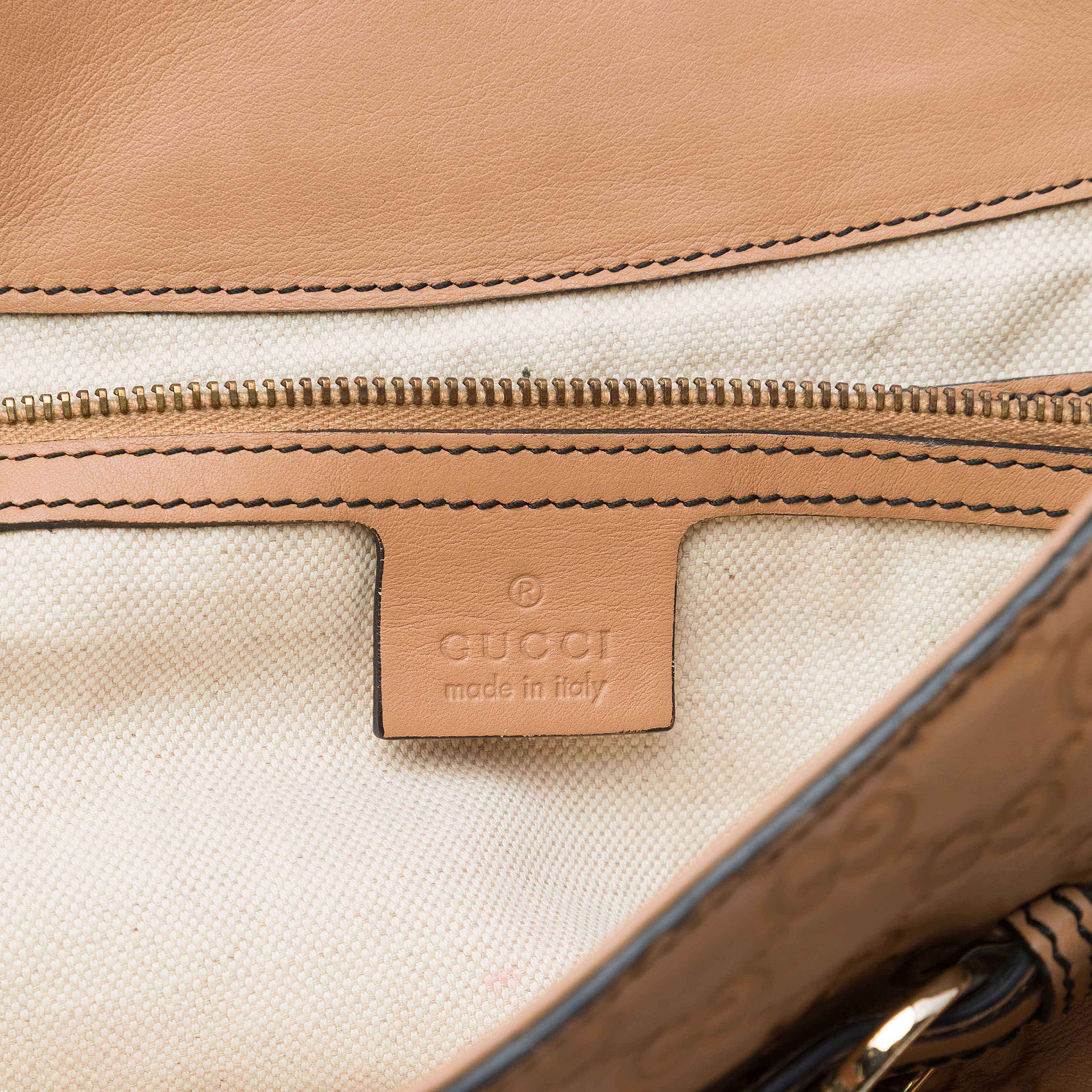 Gucci Large Guccissima Emily Tote, från Luxclusif, i färgen brun. Klicka för att öppna bilden i stort format