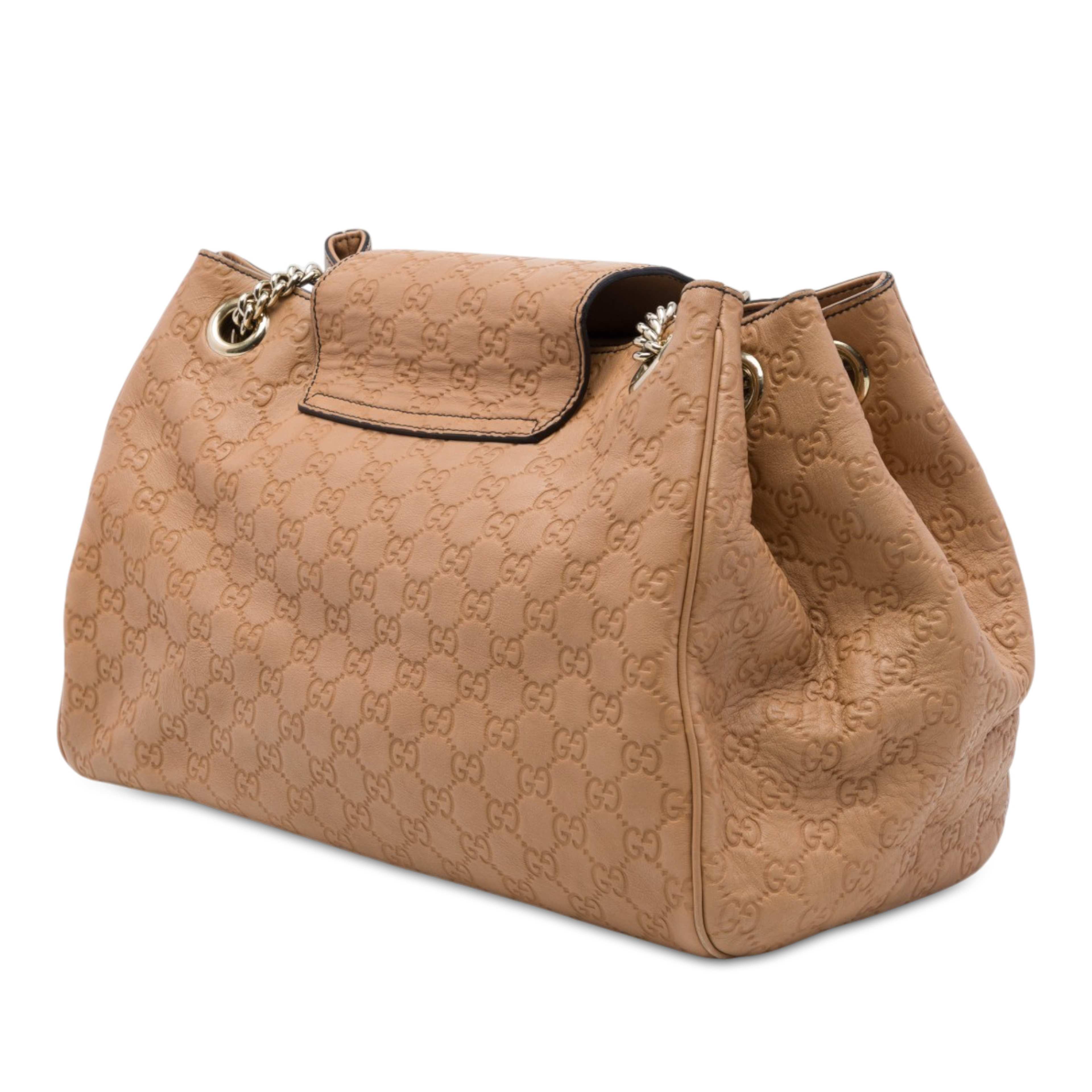 Gucci Large Guccissima Emily Tote, från Luxclusif, i färgen brun. Klicka för att öppna bilden i stort format