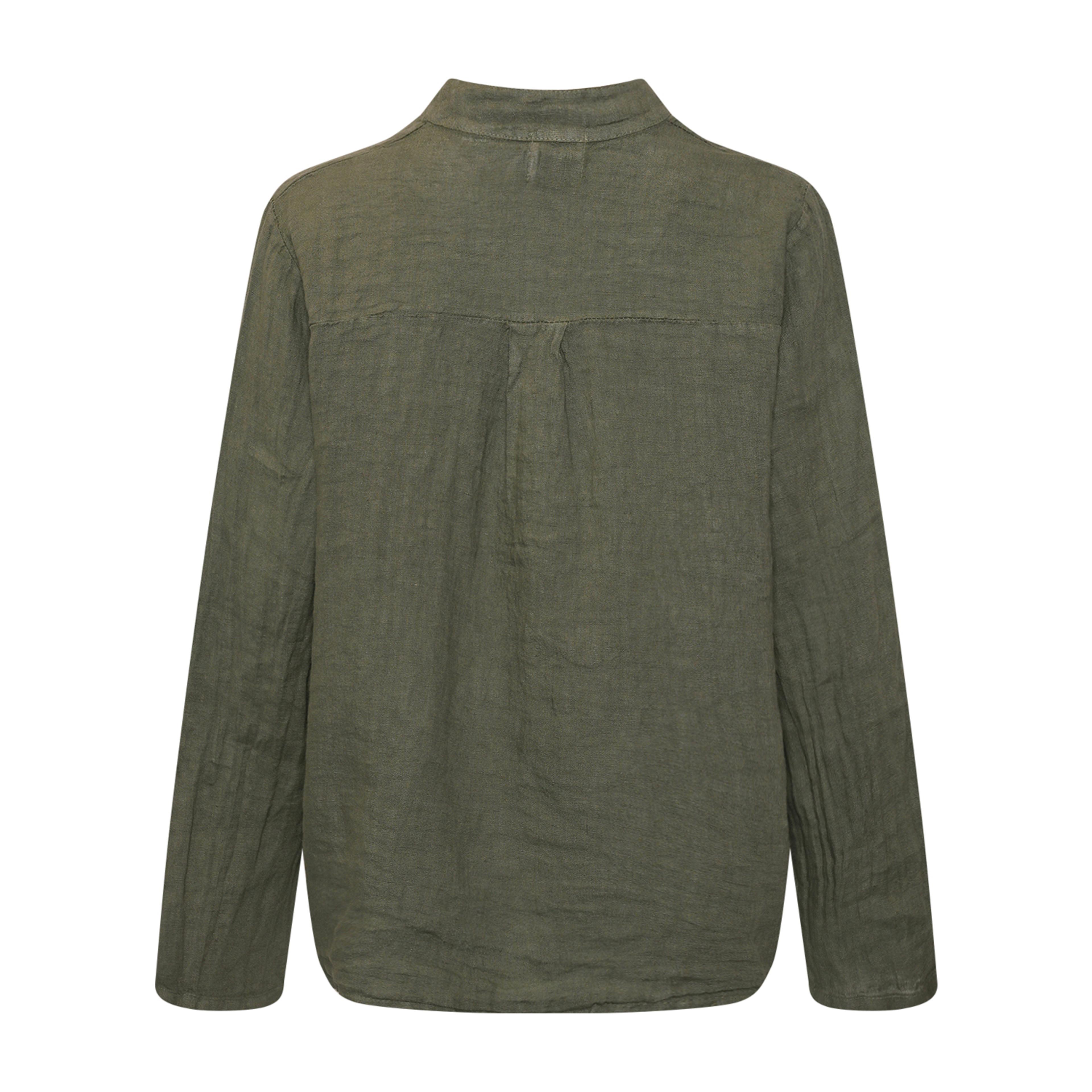 Hildur, Blouse, Linen - Army