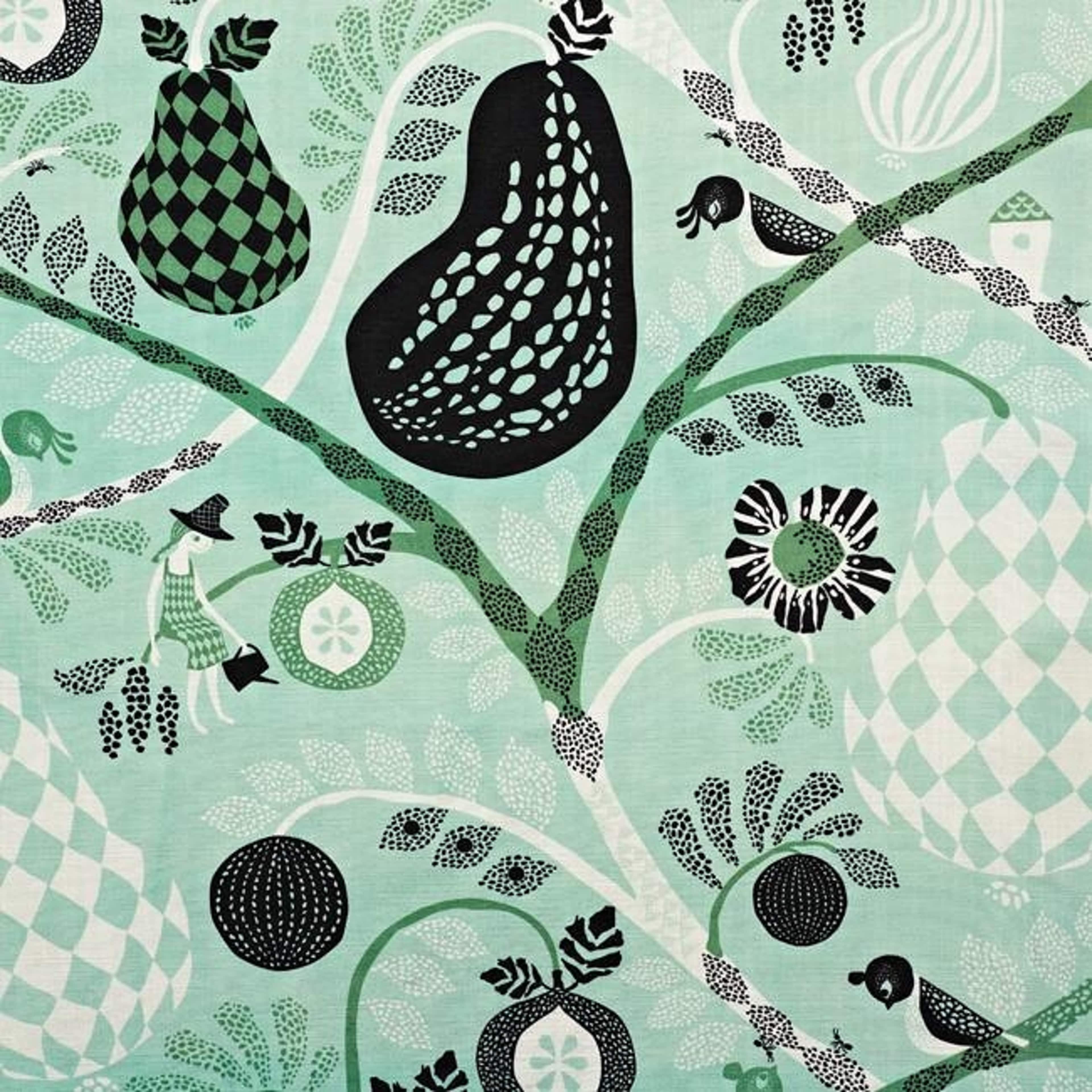 Tyg på löpmeter - Fruit Garden, aqua