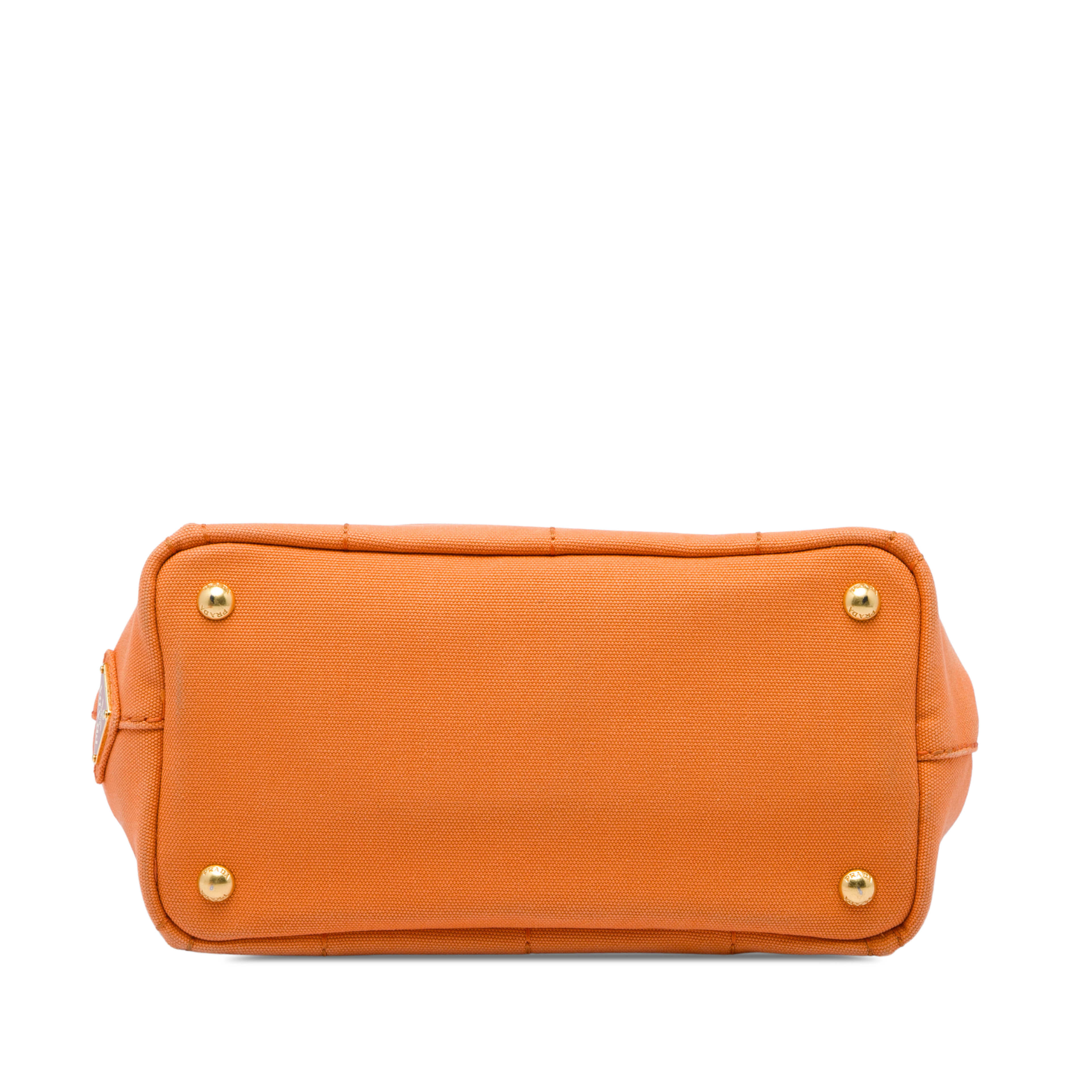 Prada Small Canvas Canapa Logo Tote, från Luxclusif, i färgen orange. Klicka för att öppna bilden i stort format