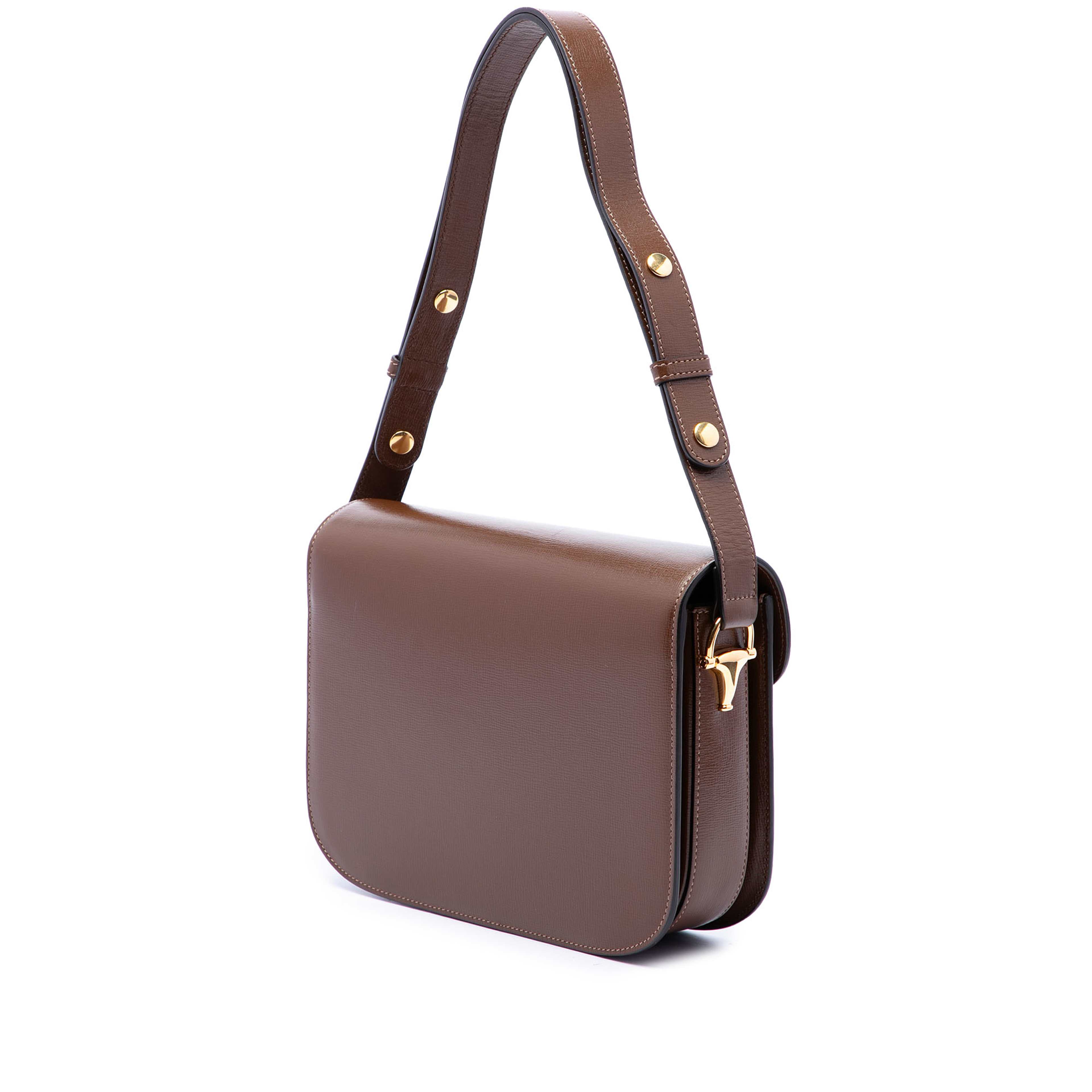 Gucci Medium Leather Horsebit 1955 Shoulder Bag, från Luxclusif, i färgen brun. Klicka för att öppna bilden i stort format