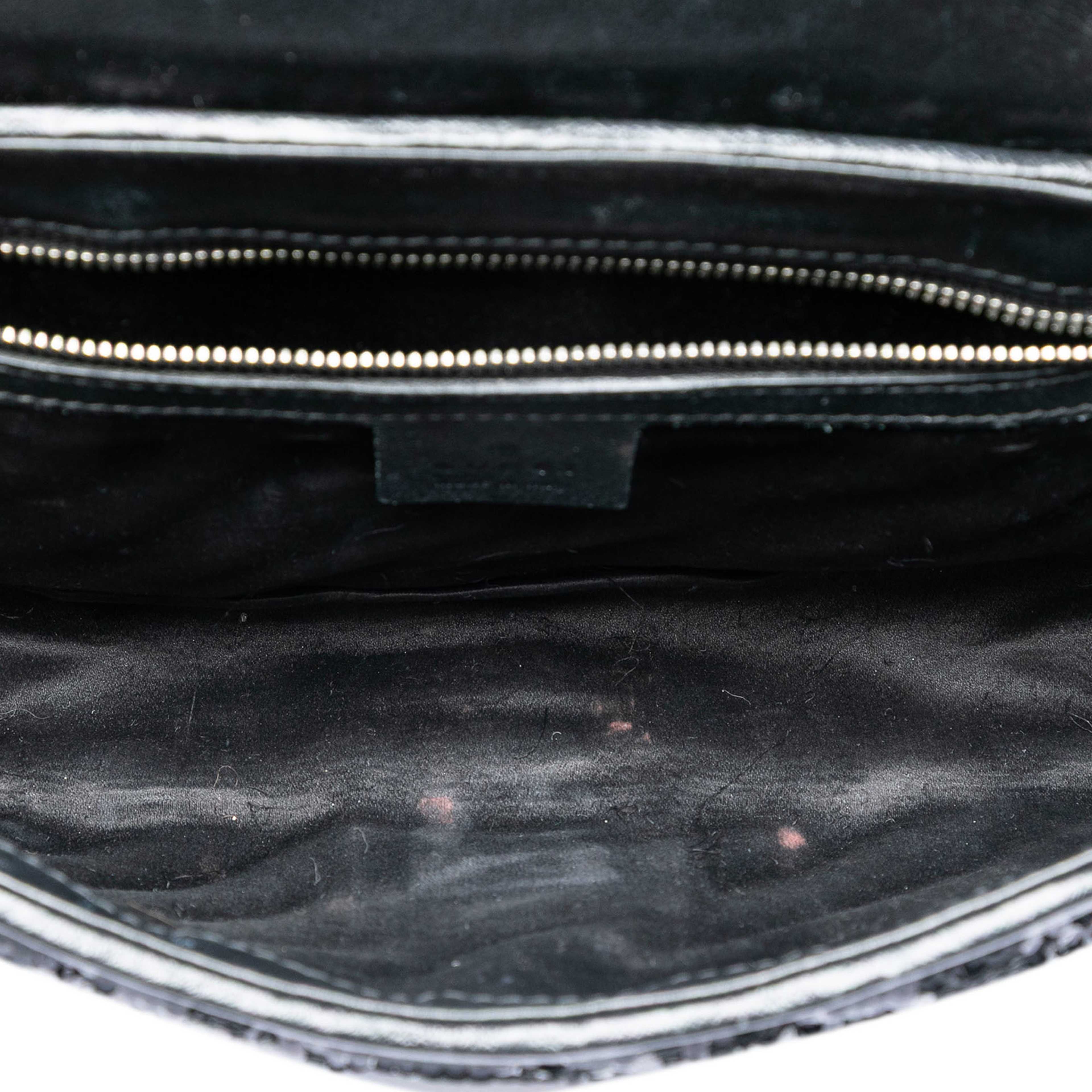 Gucci Medium Gg Marmont Matelasse Sequin And Leather Shoulder Bag, från Luxclusif, i färgen black. Klicka för att öppna bilden i stort format
