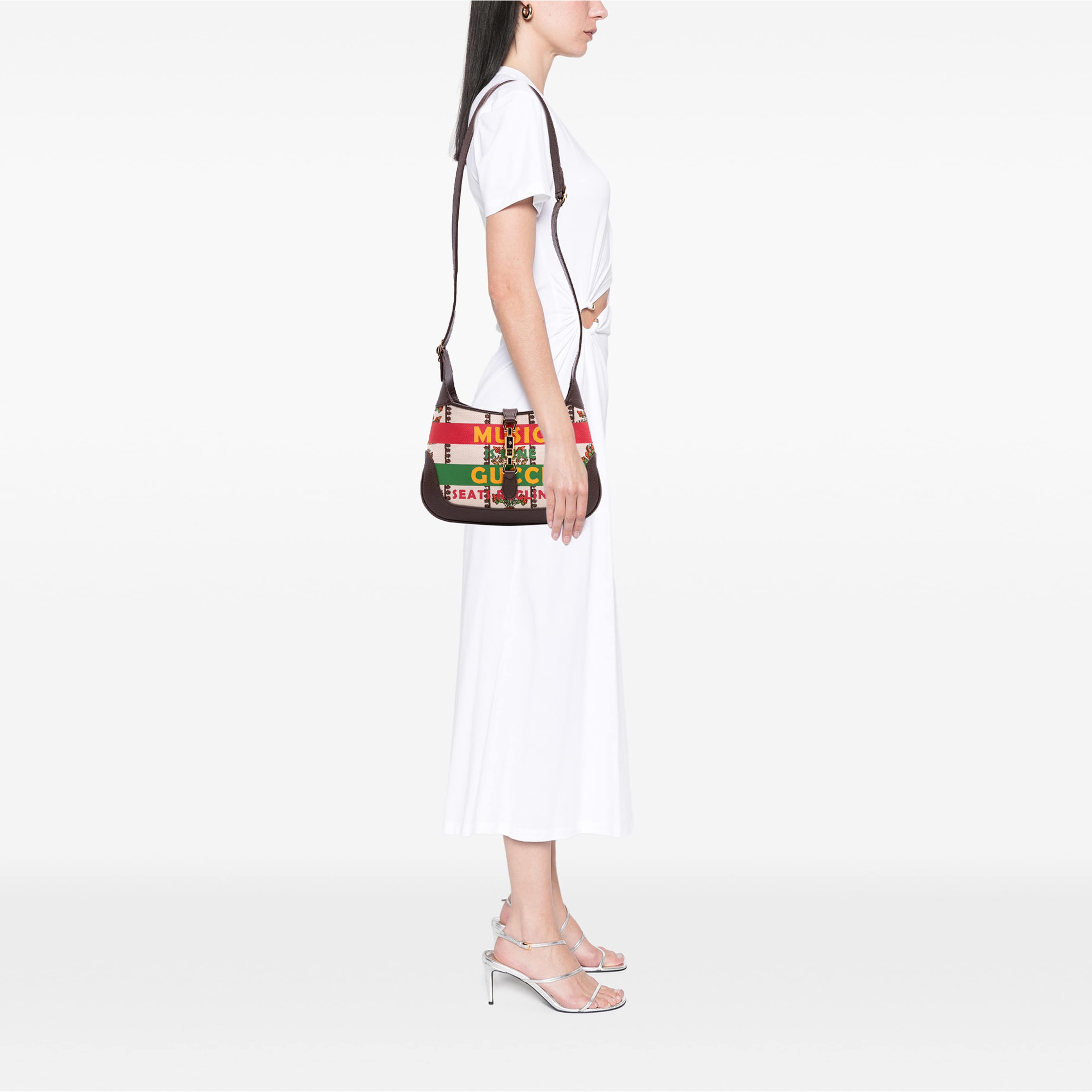 Gucci Small Canvas 100 Centennial Music Jackie 1961 Crossbody, från Luxclusif, i färgen brun. Klicka för att öppna bilden i stort format