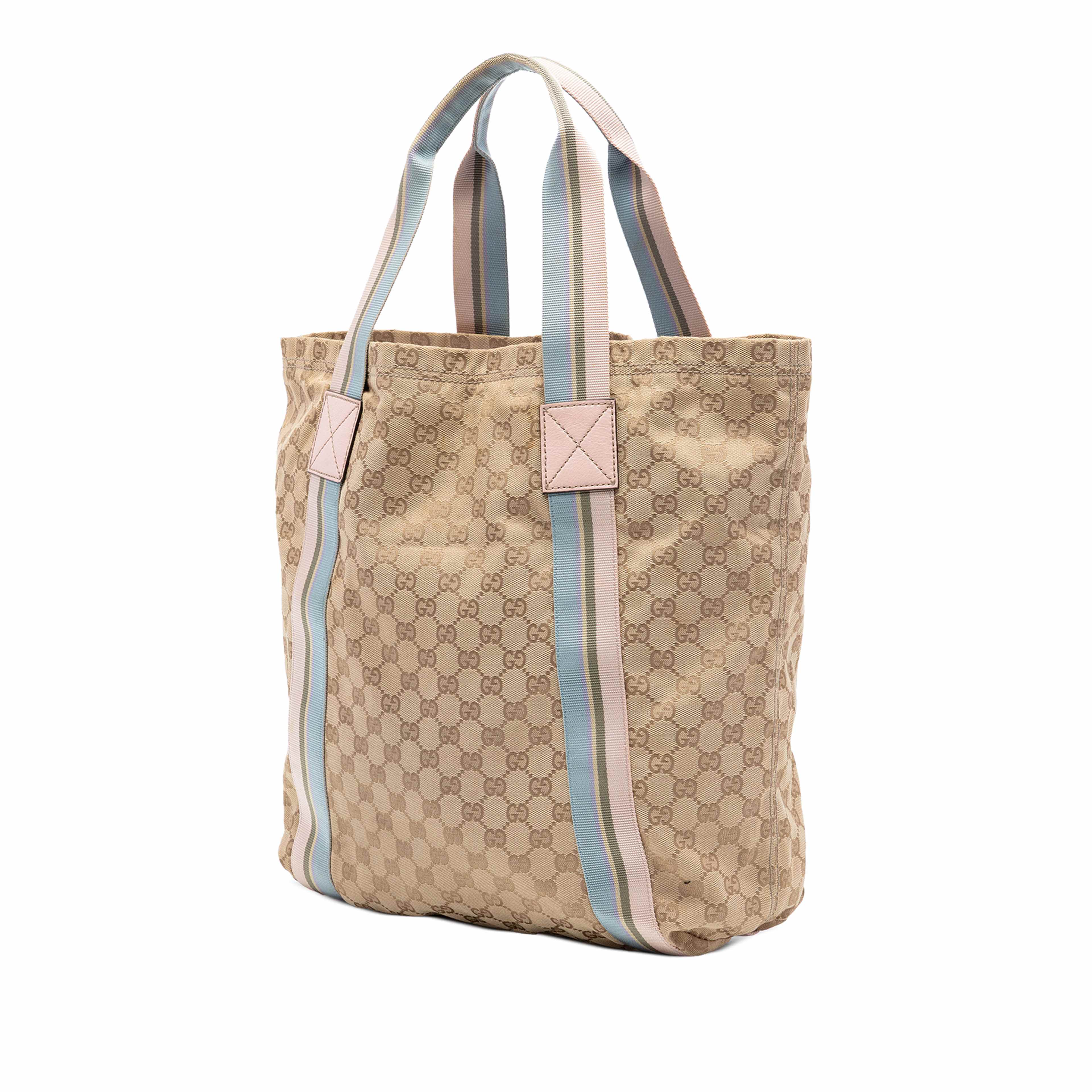 Gucci Gg Canvas Web Tote, från Luxclusif, i färgen beige. Klicka för att öppna bilden i stort format
