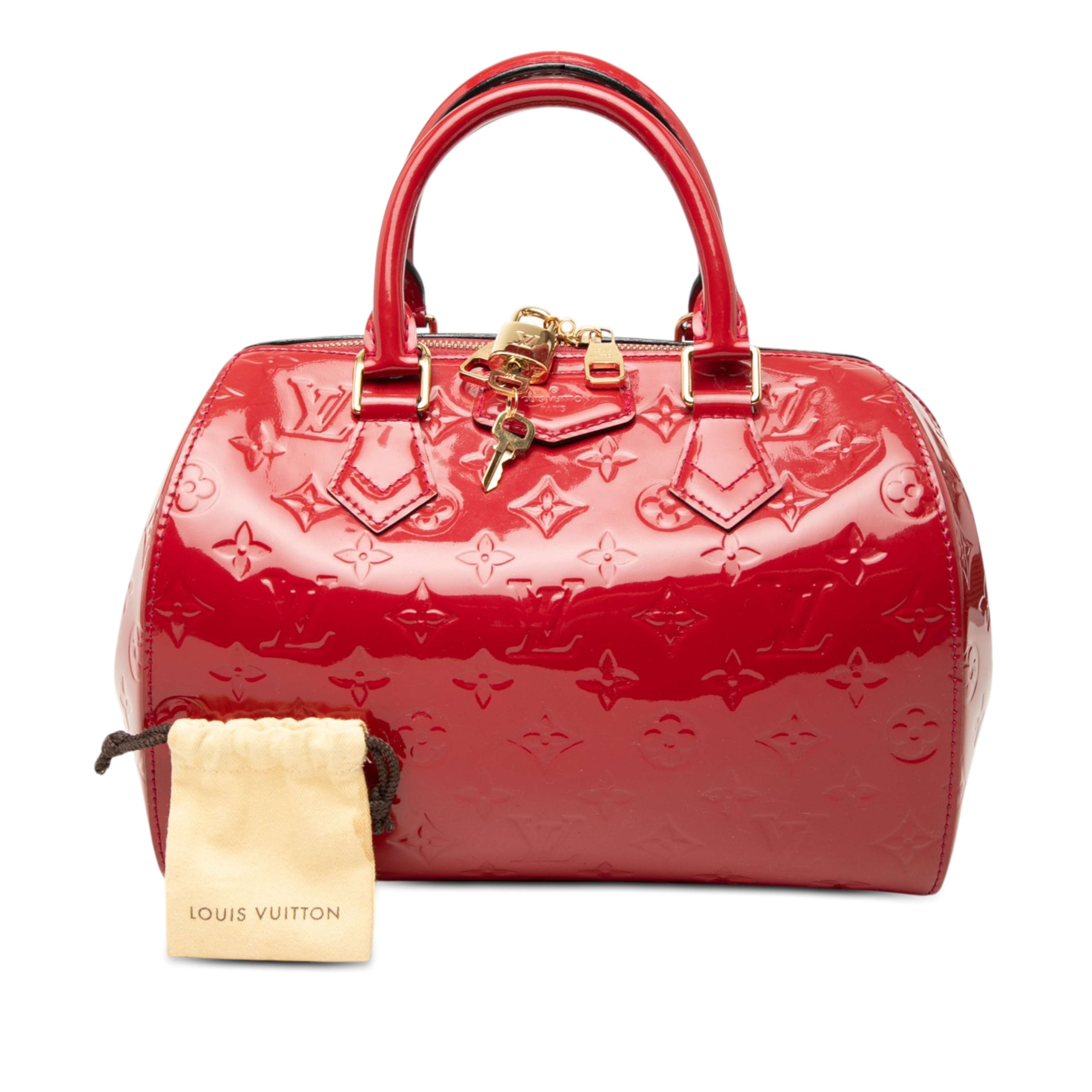 Louis Vuitton Monogram Vernis Montana, från Luxclusif, i färgen röd. Klicka för att öppna bilden i stort format