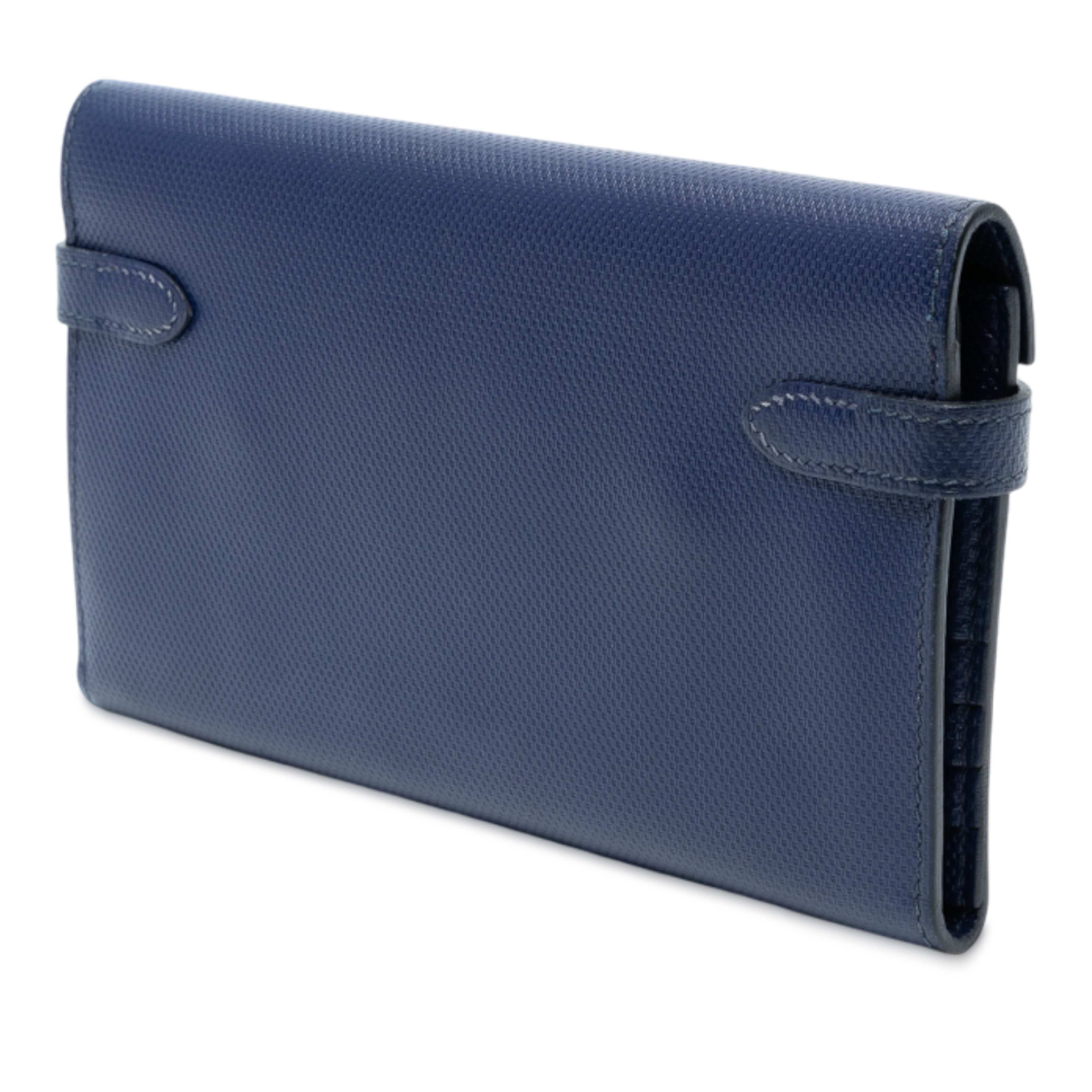 Hermès Grain D’h Leather Kelly Longue Wallet, från Luxclusif, i färgen dark blue. Klicka för att öppna bilden i stort format
