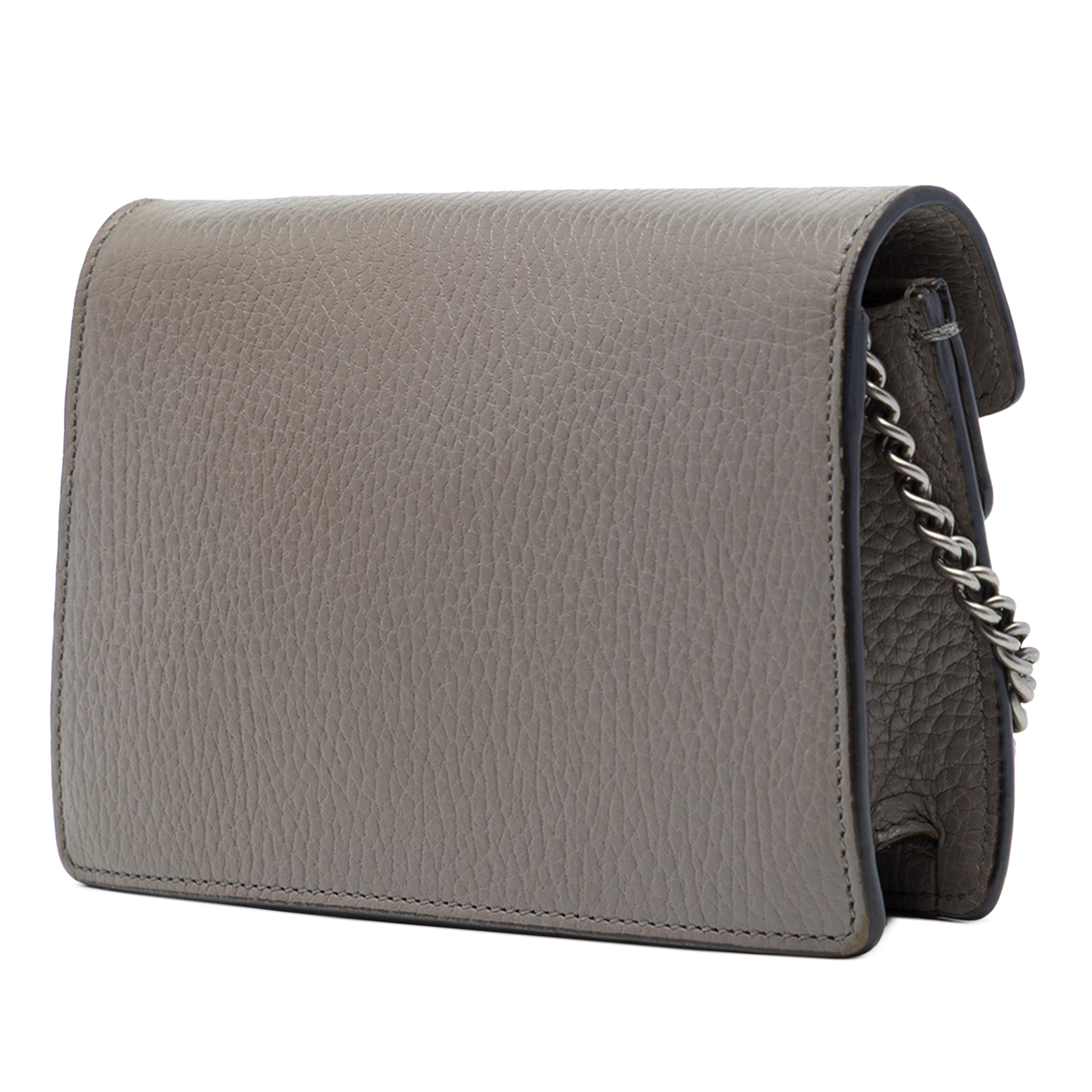 Gucci Mini Calfskin Dionysus Crossbody, från Luxclusif, i färgen grå. Klicka för att öppna bilden i stort format