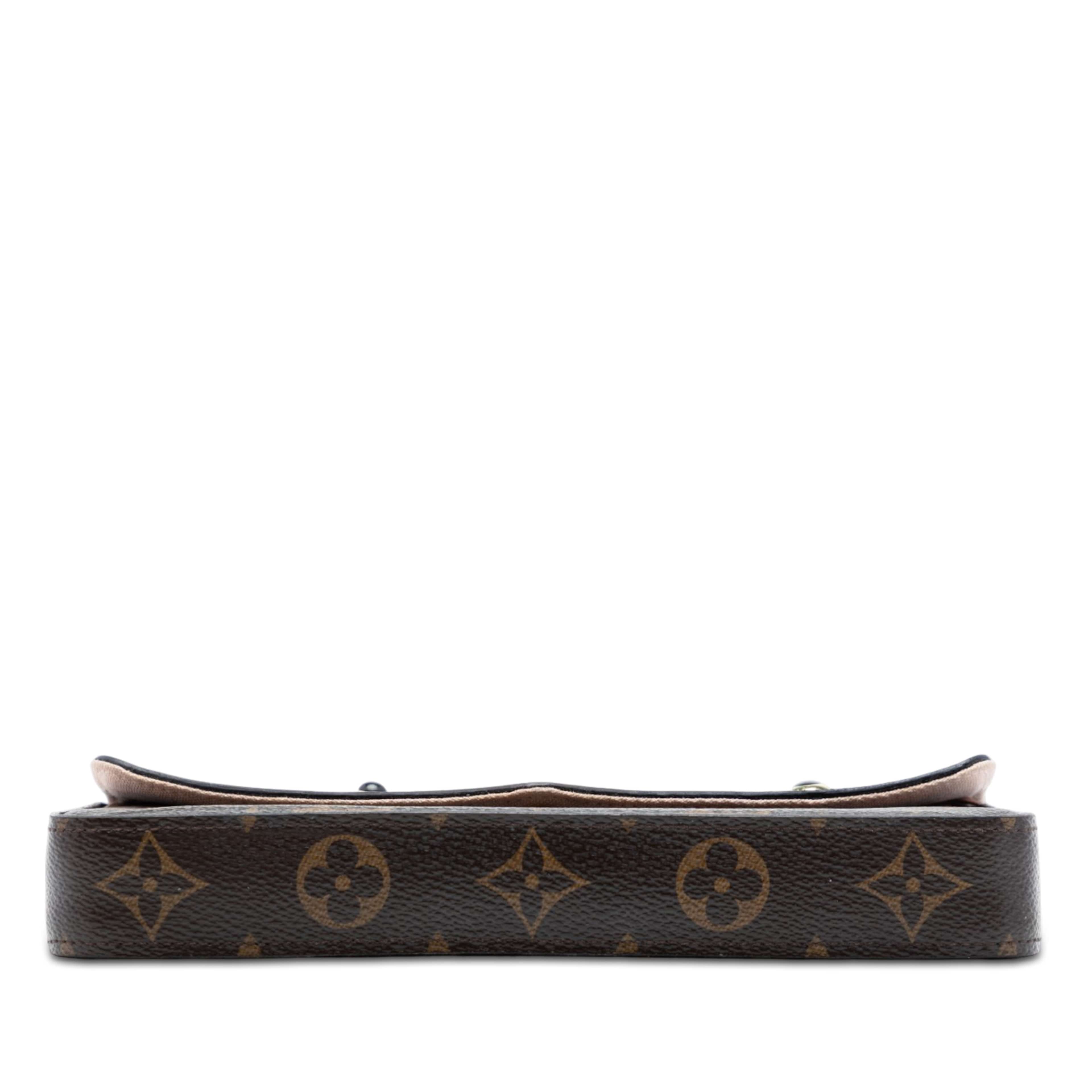 Louis Vuitton Monogram Pochette Felicie Valentine Dog, från Luxclusif, i färgen brown. Klicka för att öppna bilden i stort format