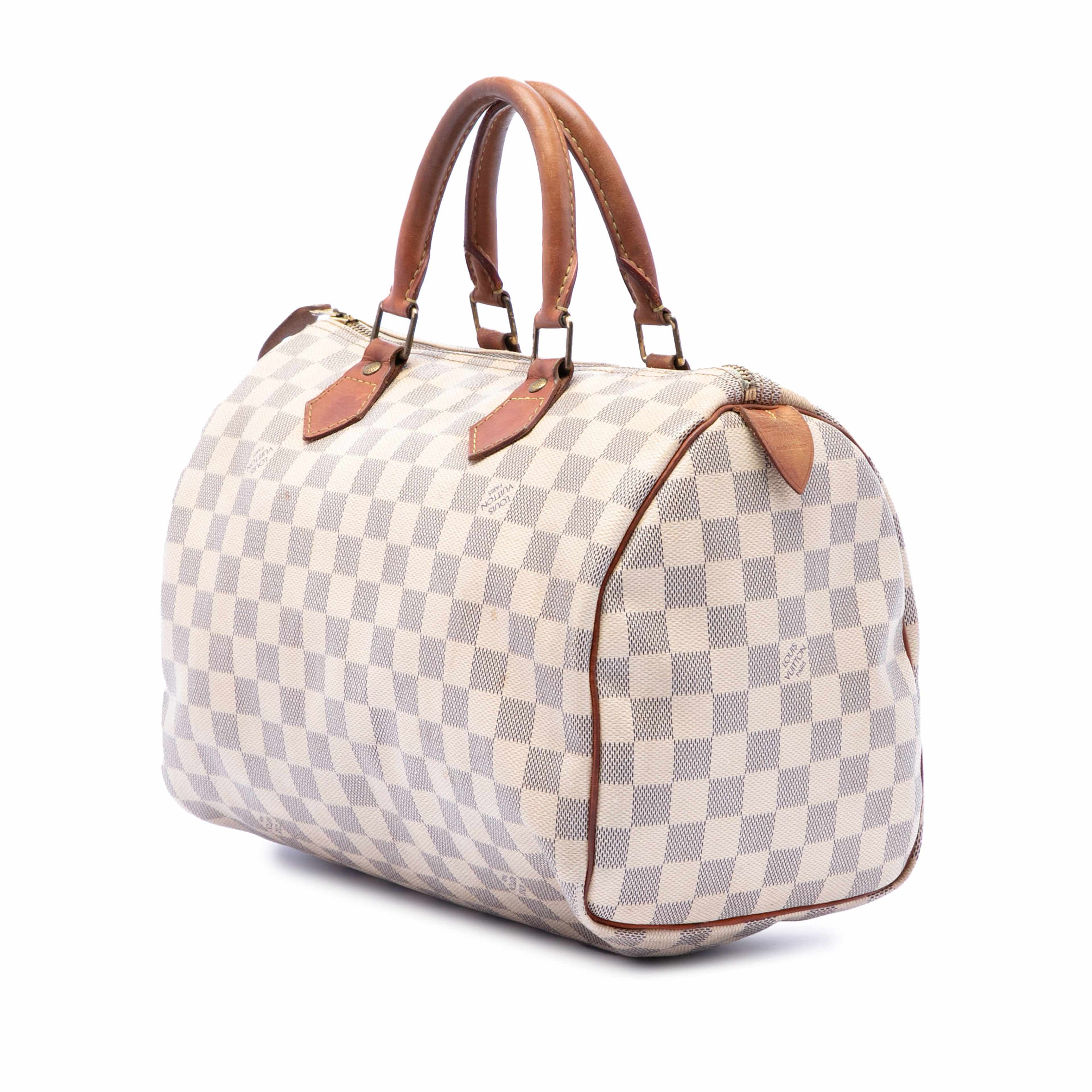 Louis Vuitton Damier Azur Speedy 30, från Luxclusif, i färgen white. Klicka för att öppna bilden i stort format
