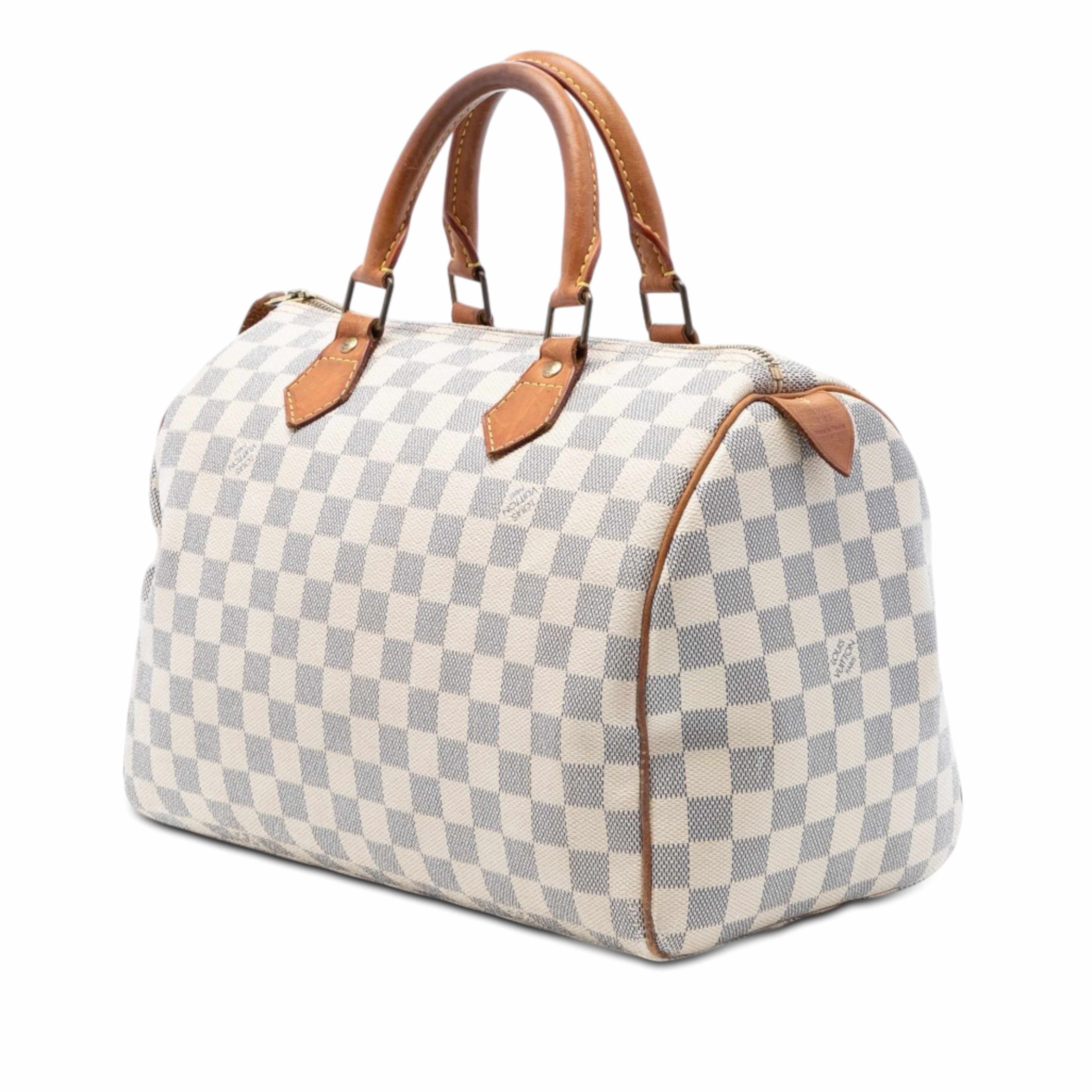 Louis Vuitton Damier Azur Speedy 30, från Luxclusif, i färgen white. Klicka för att öppna bilden i stort format