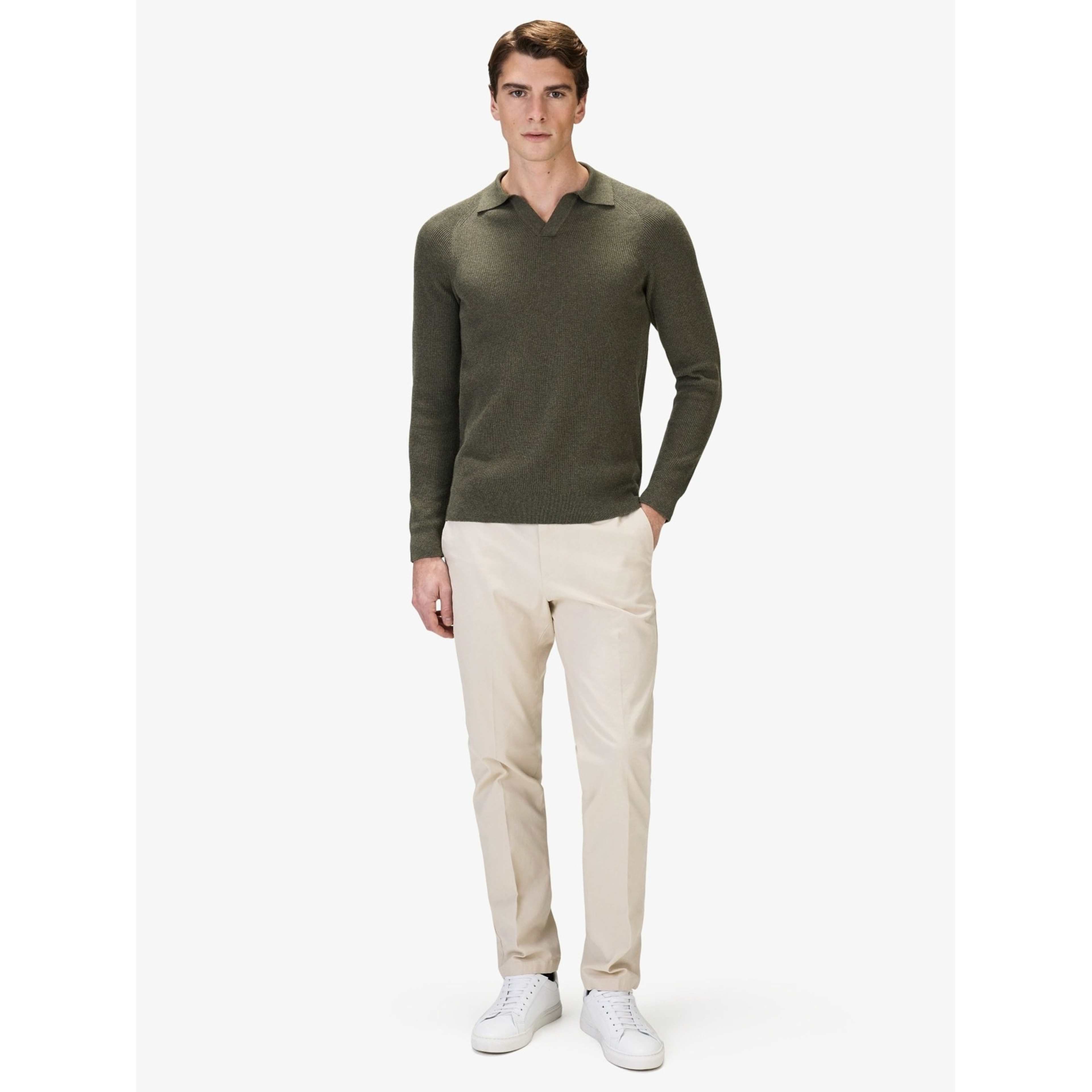 Cotton Rib Knitted Ls Polo Sweater (sandro)