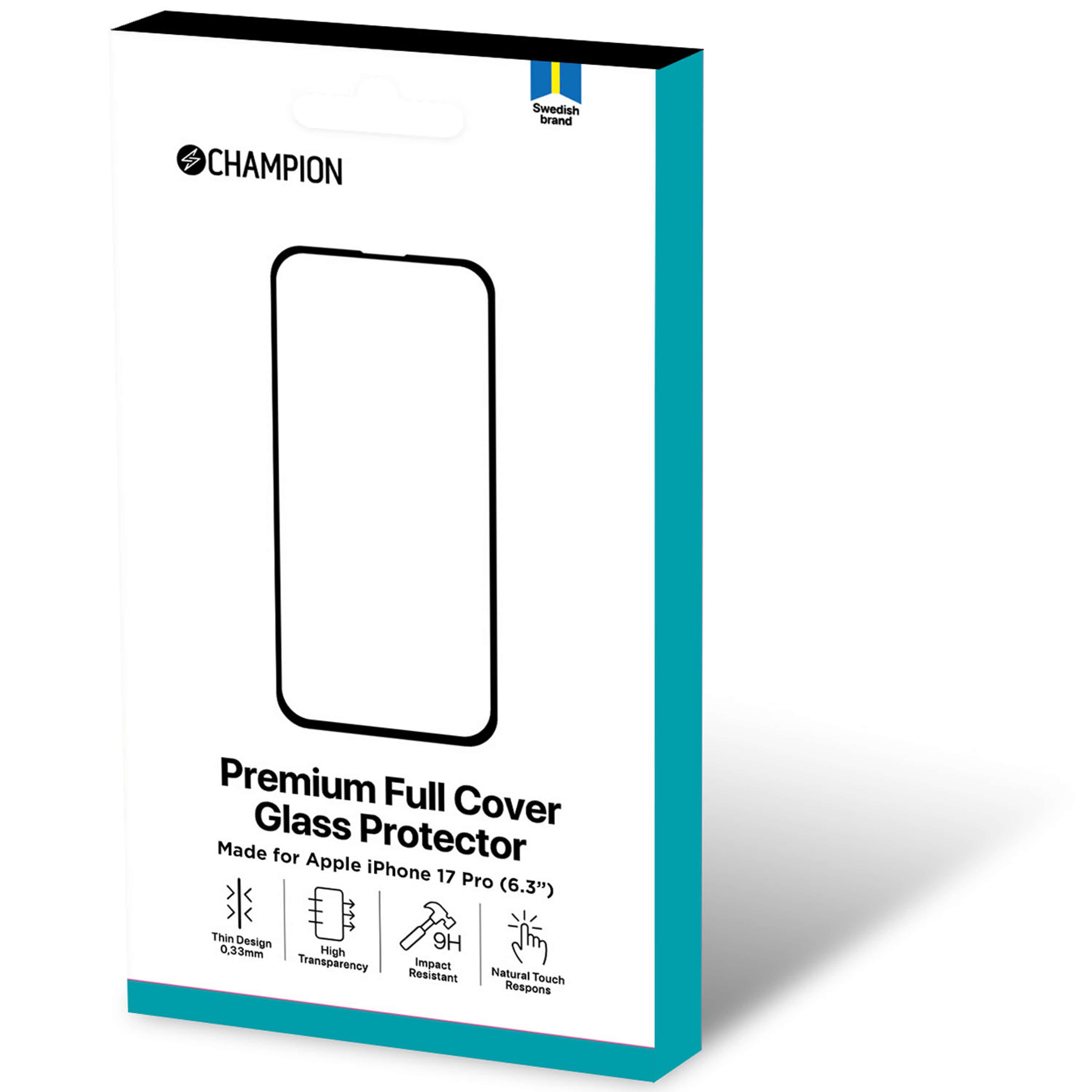 Skärmskydd Iphone 17 Pro, från Champion Nordic, i färgen svart. Klicka för att öppna bilden i stort format