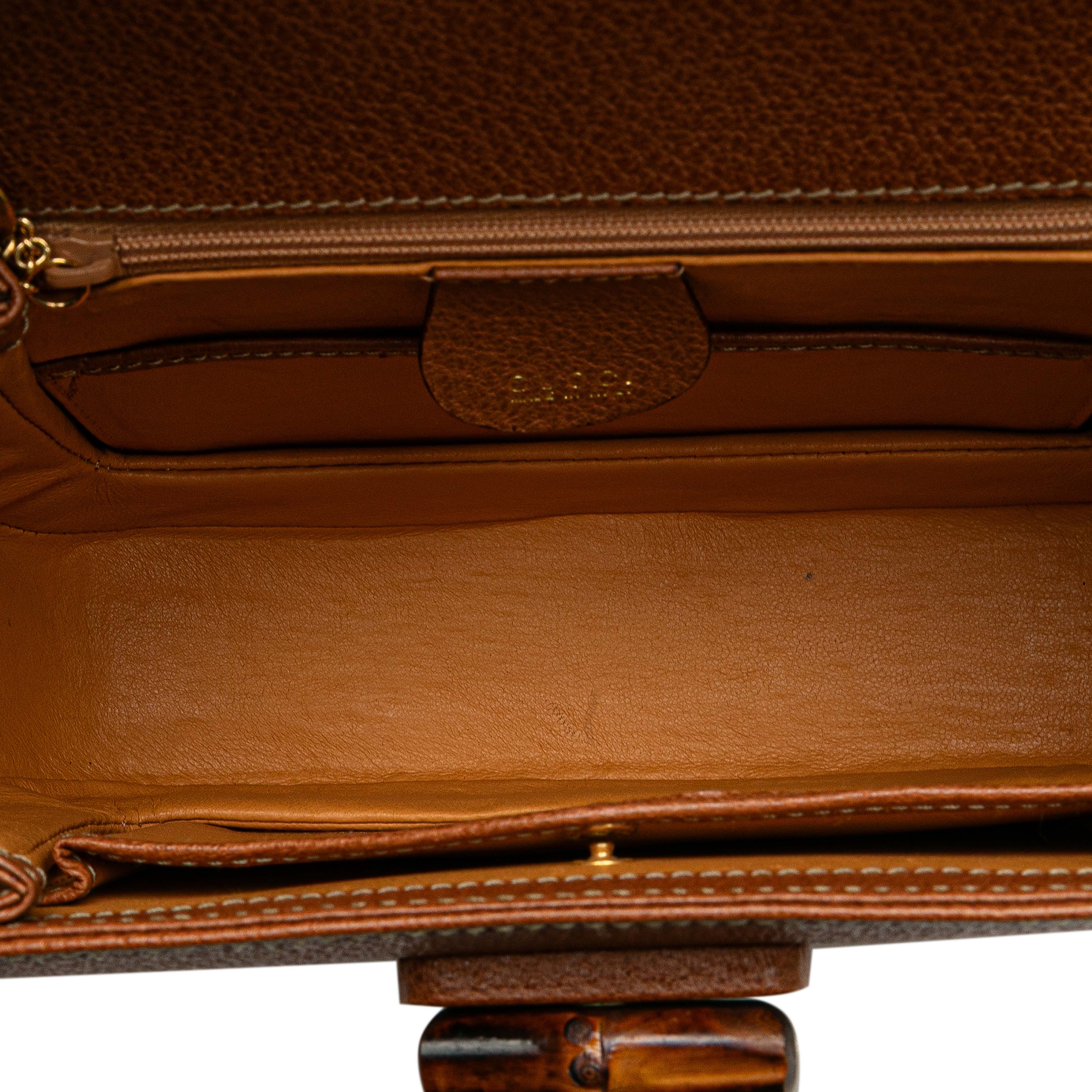 Gucci Small Grained Calfskin Bamboo Night, från Luxclusif, i färgen brun. Klicka för att öppna bilden i stort format