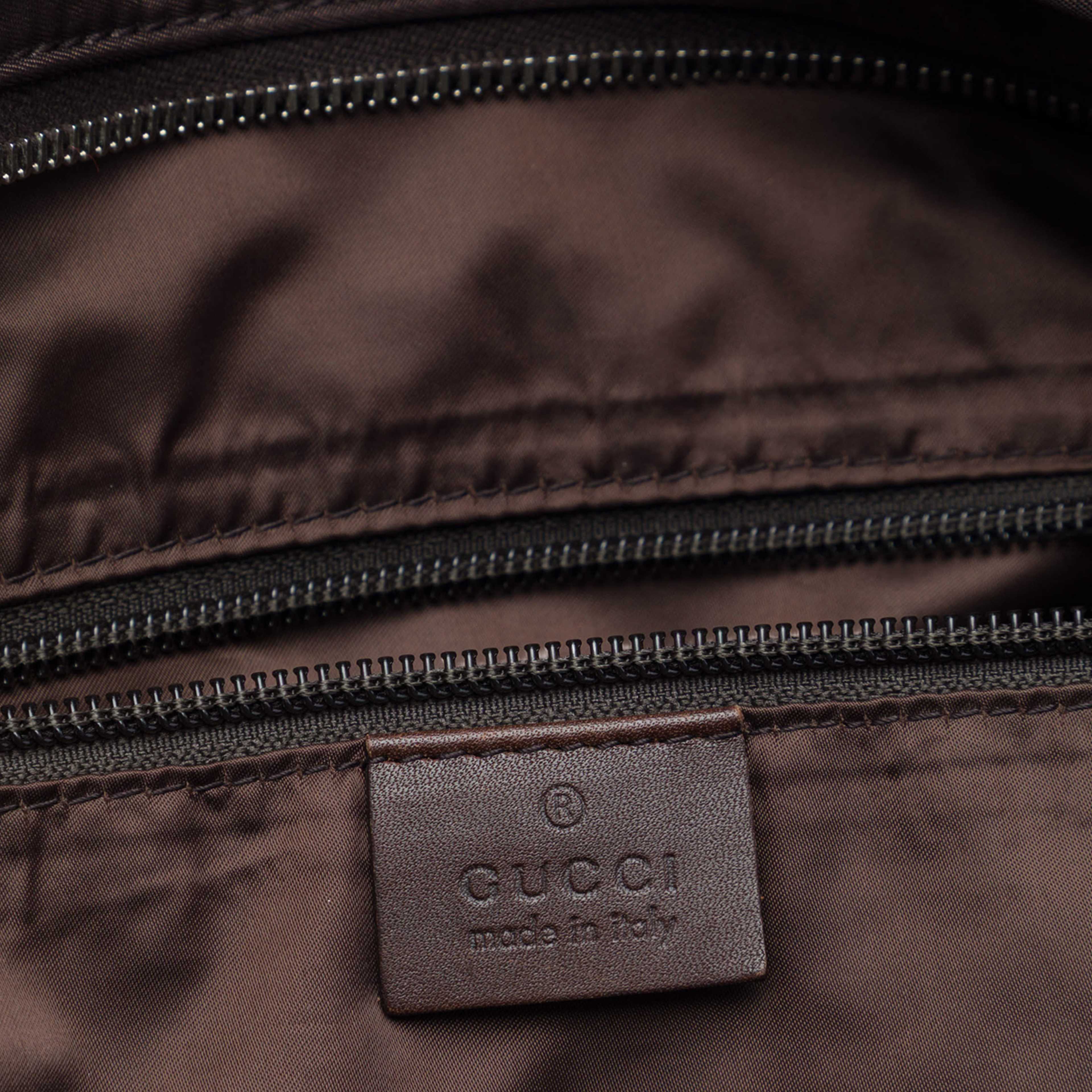 Gucci Diamante Nylon Web Tote, från Luxclusif, i färgen brun. Klicka för att öppna bilden i stort format