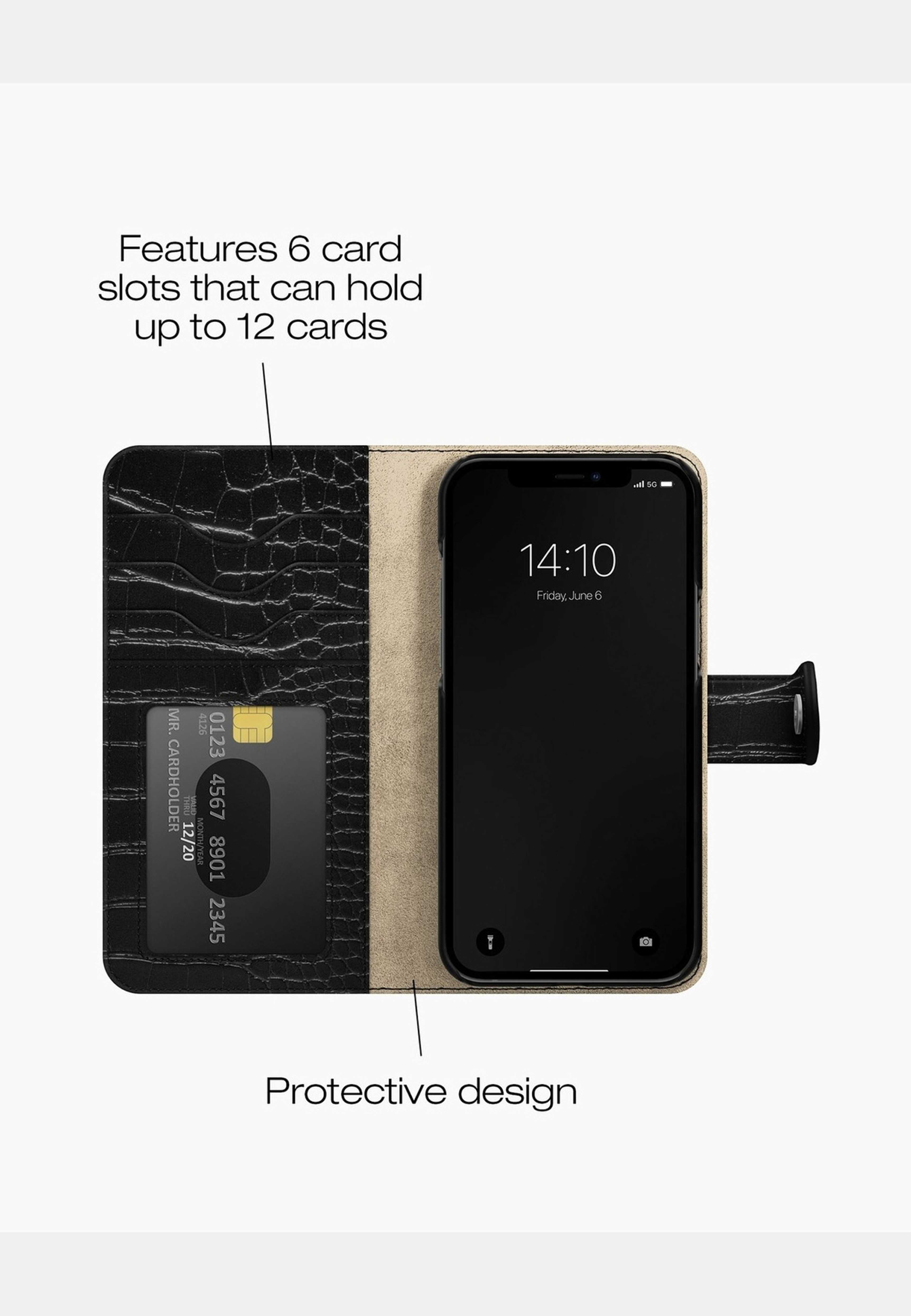 Magnet Wallet+ Iphone - Black Croco